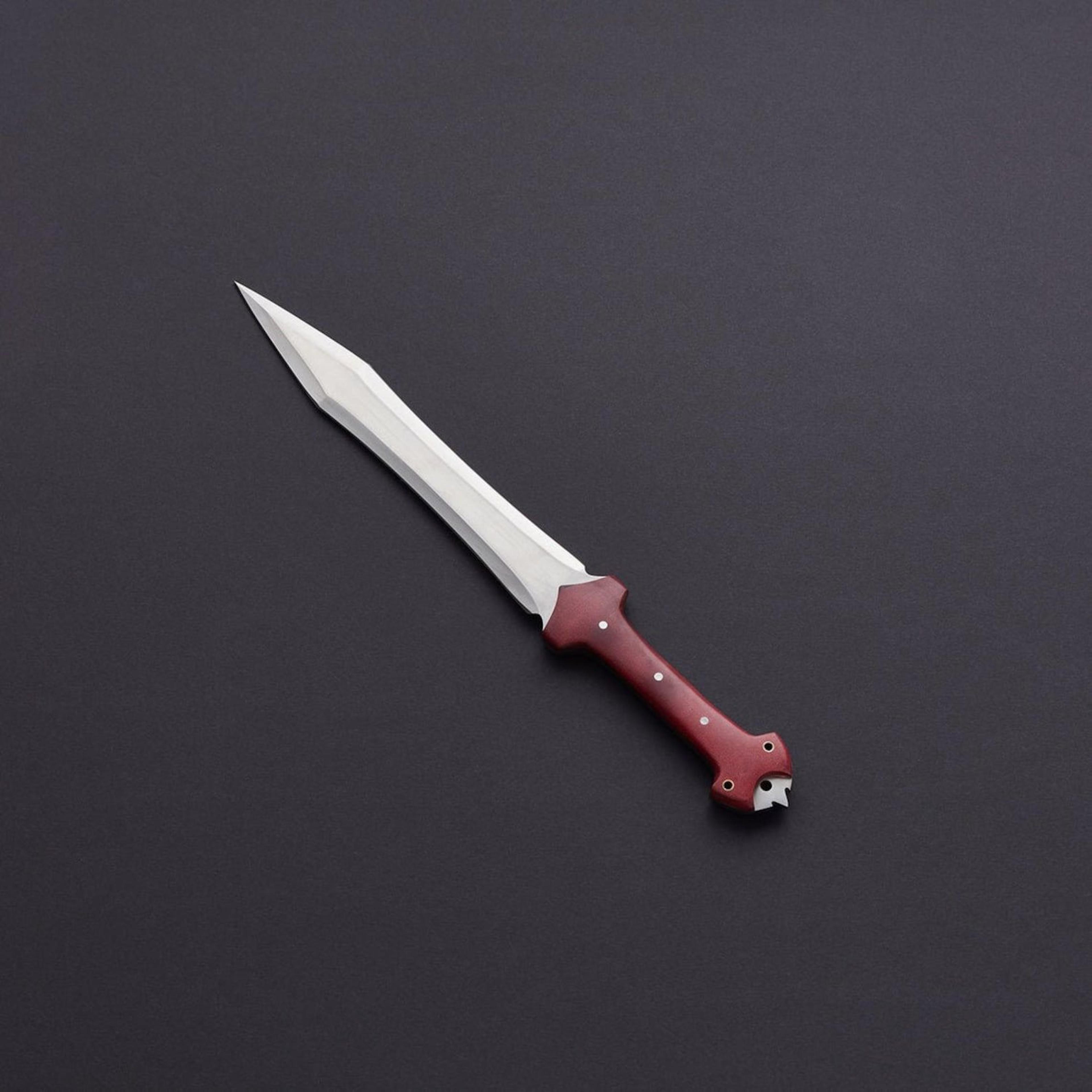 custom tactical tanto sword with stainless steel blade & red wood handle | leather sheath survival gift for collectors