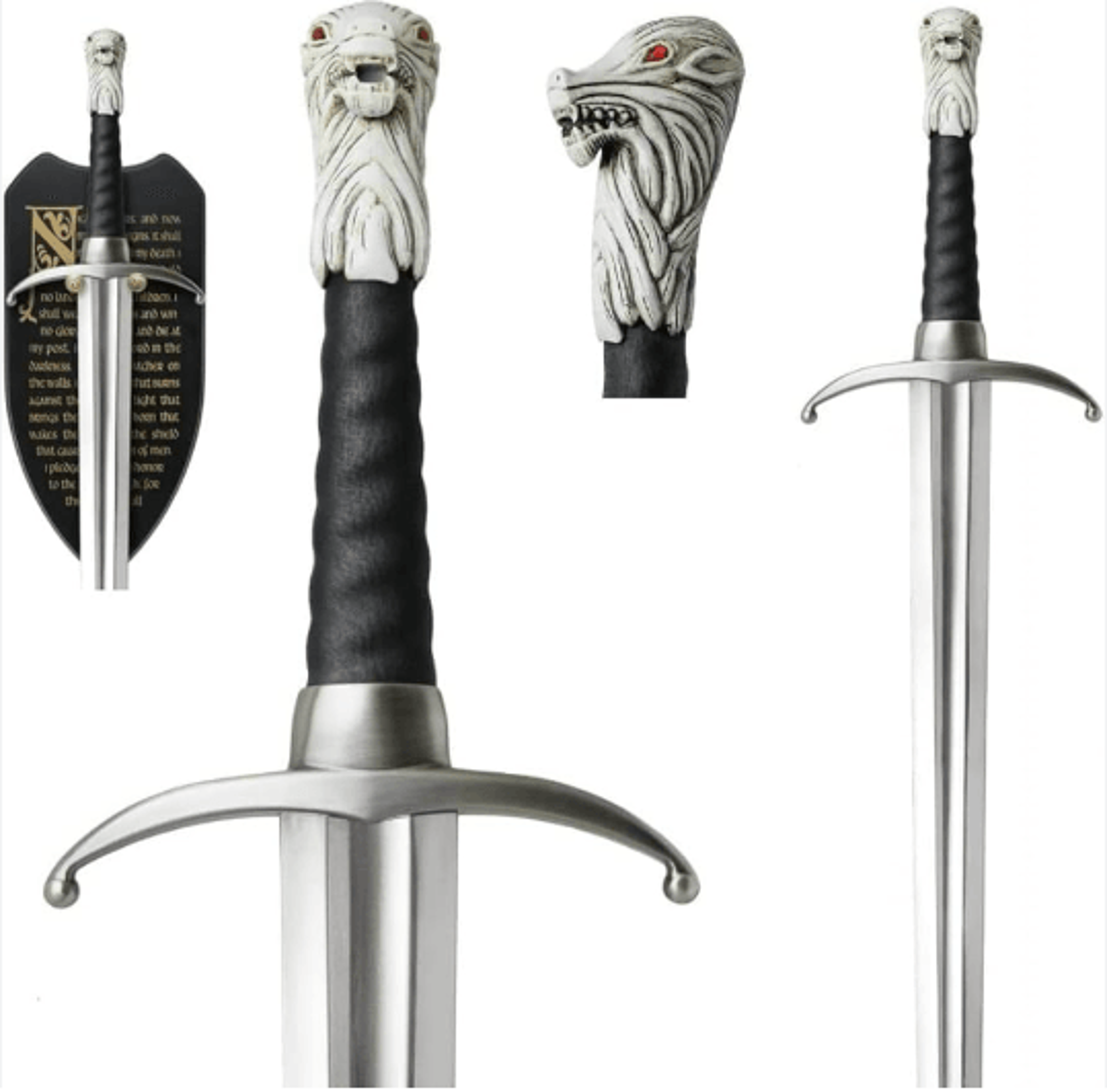 longclaw sword replica stainless steel fantasy display sword with direwolf pommel & wall plaque