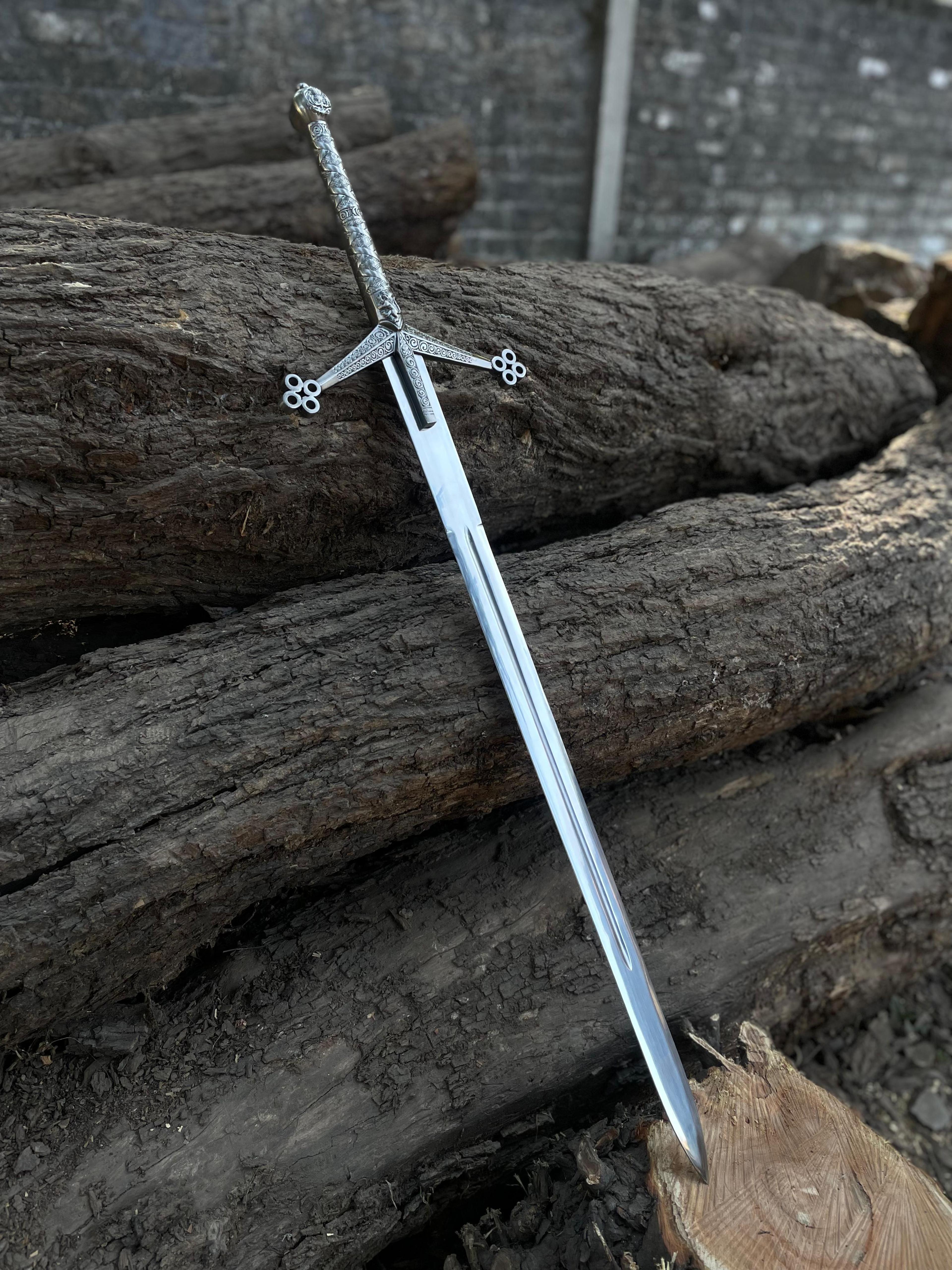 knight longsword with stainless steel blade & ornate cross guard for display, cosplay & collectors
