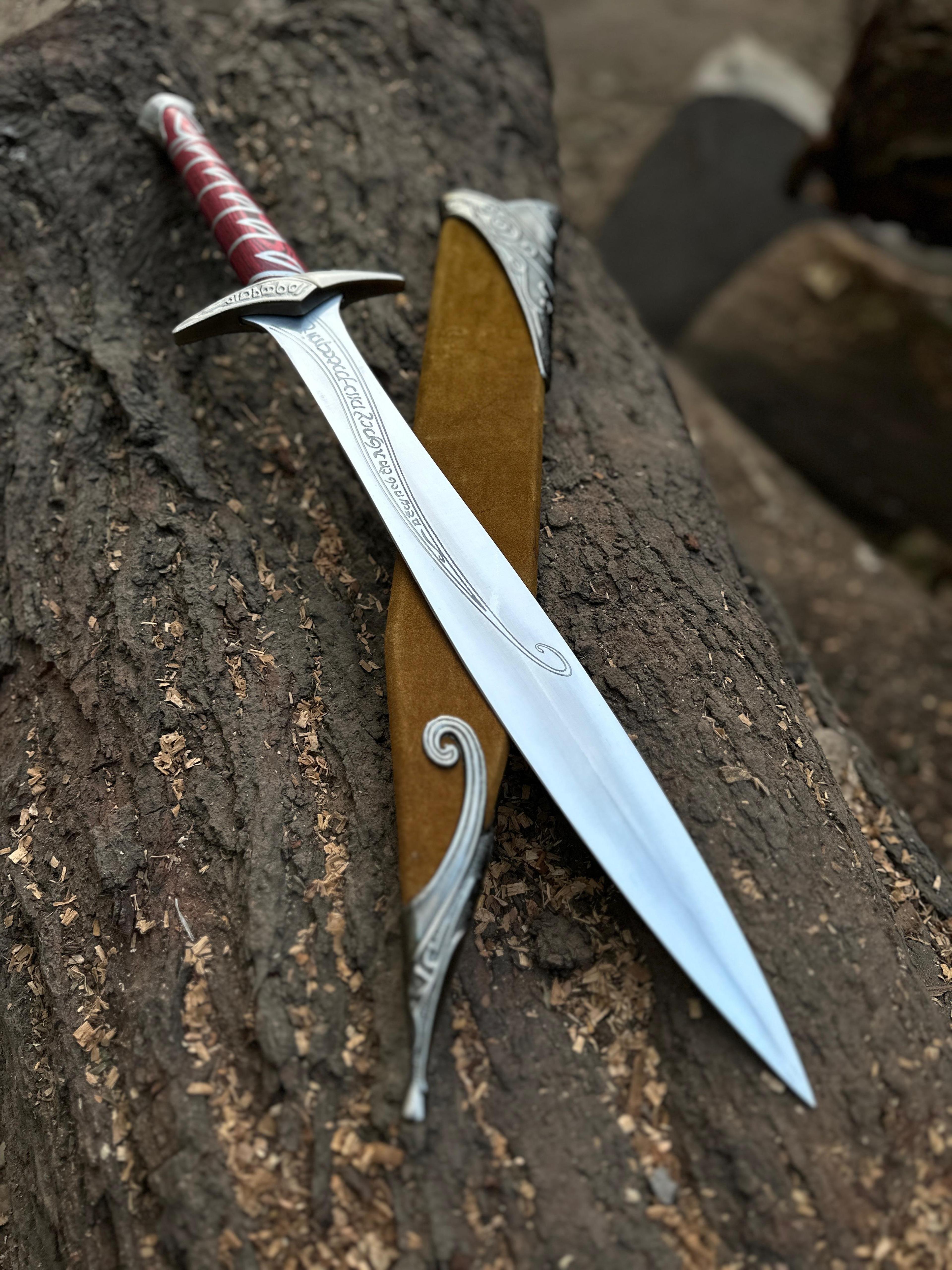 handmade elven sting sword replica with stainless steel blade & decorative scabbard for display, cosplay & collectors