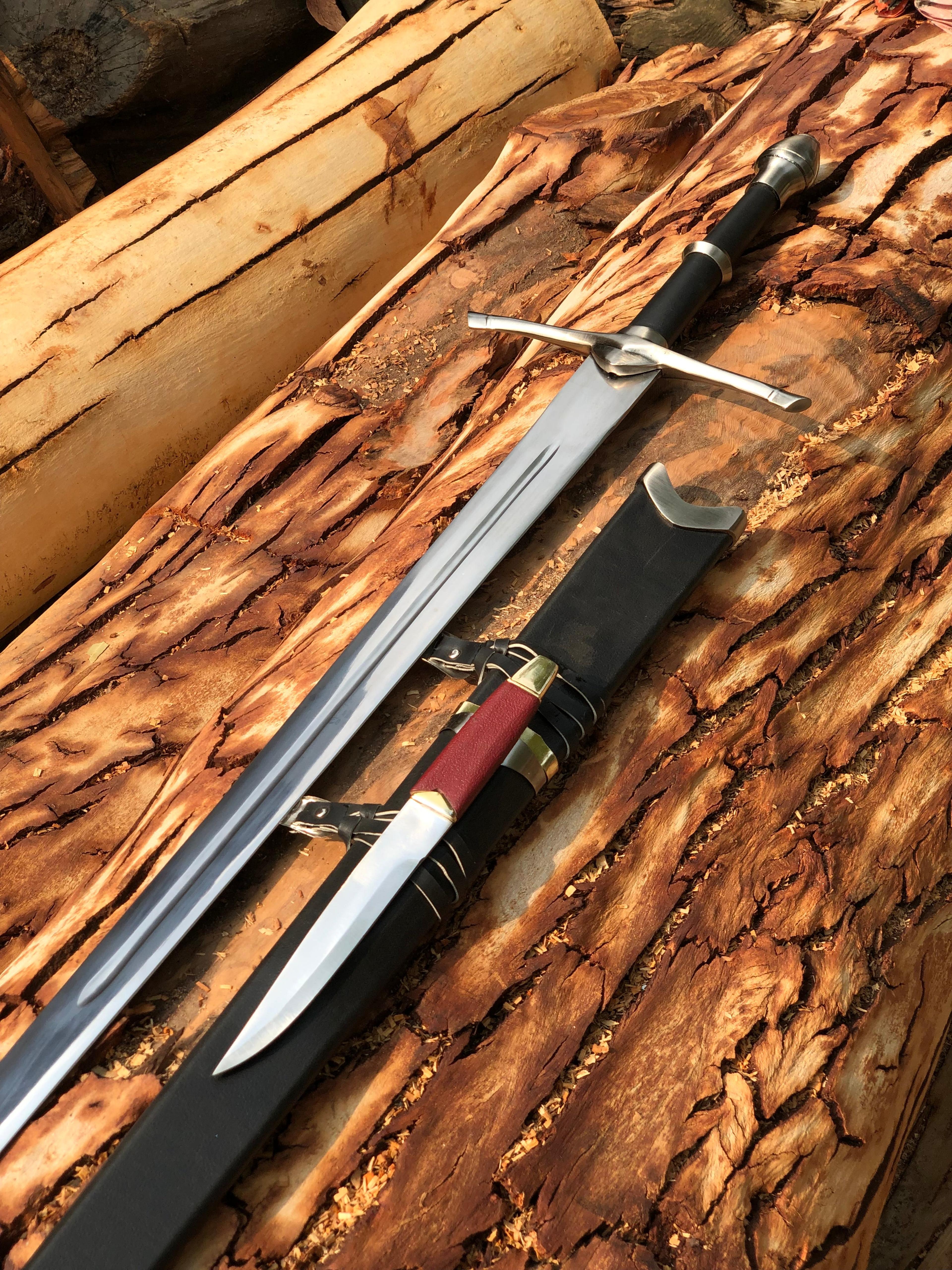 aragorn ranger sword replica with stainless steel blade & scabbard for display, cosplay & collectors