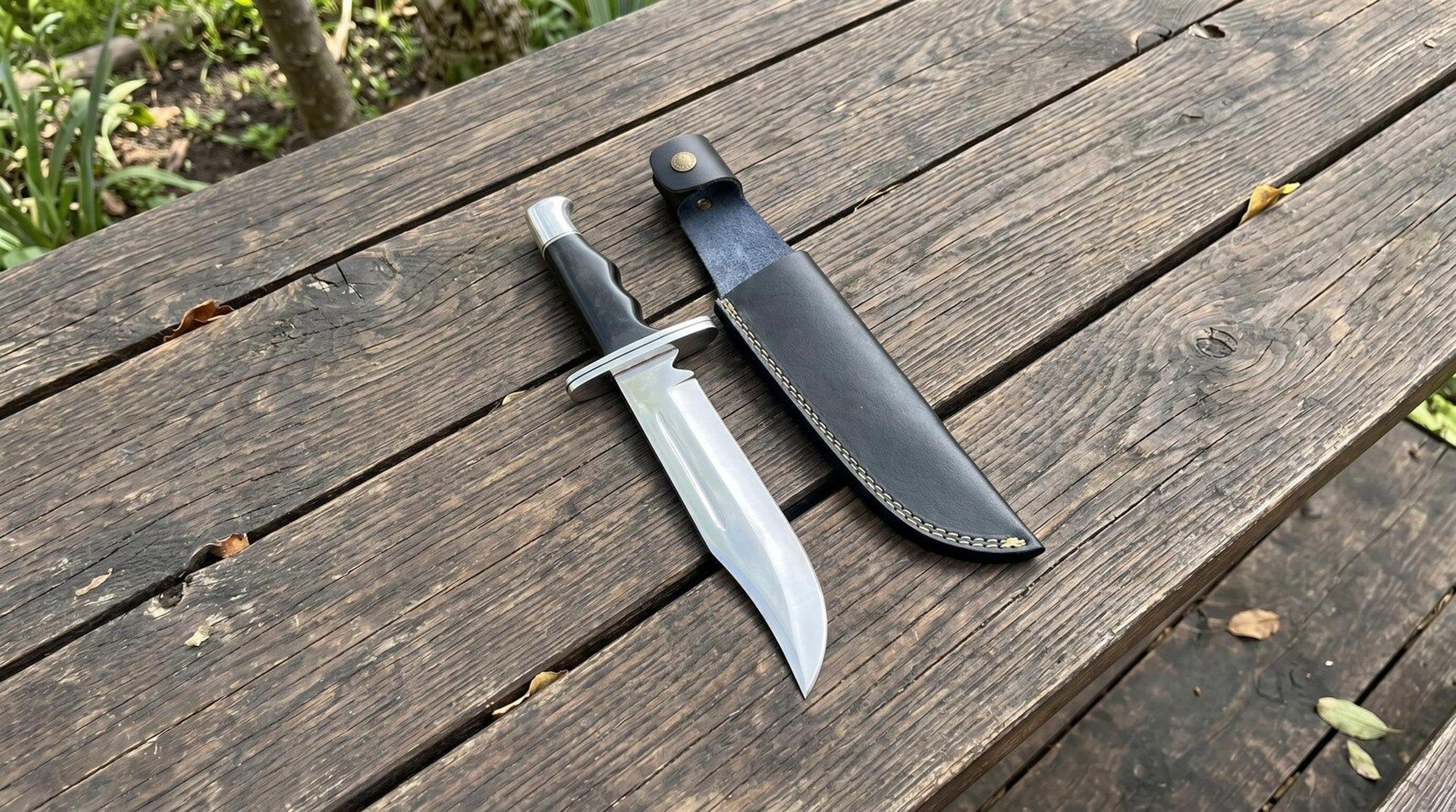 handmade bowie hunting knife with stainless steel blade – classic fixed blade survival knife for camping, bushcraft & co