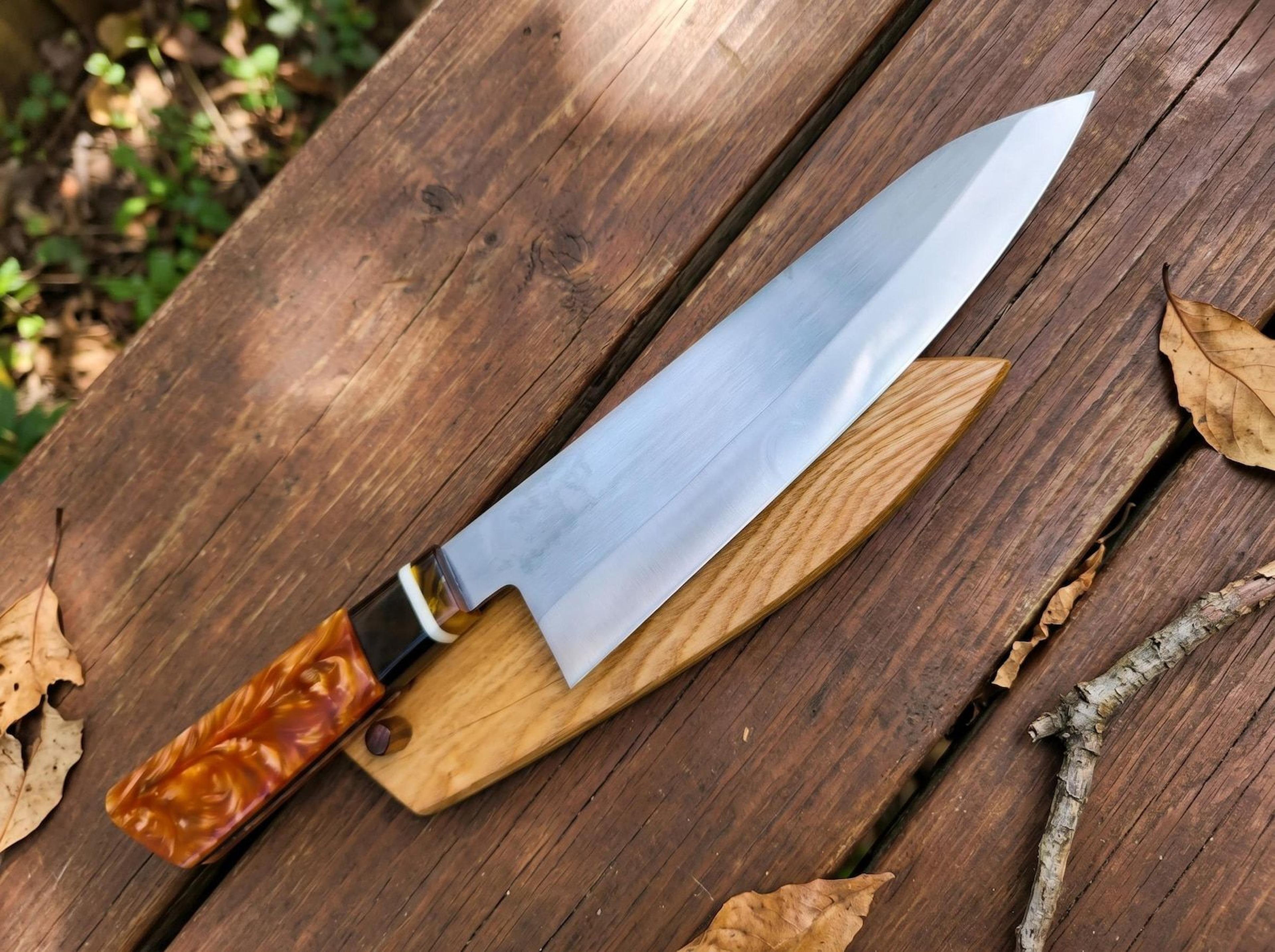 handmade gyuto chef knife – high carbon steel japanese kitchen knife with premium resin handle