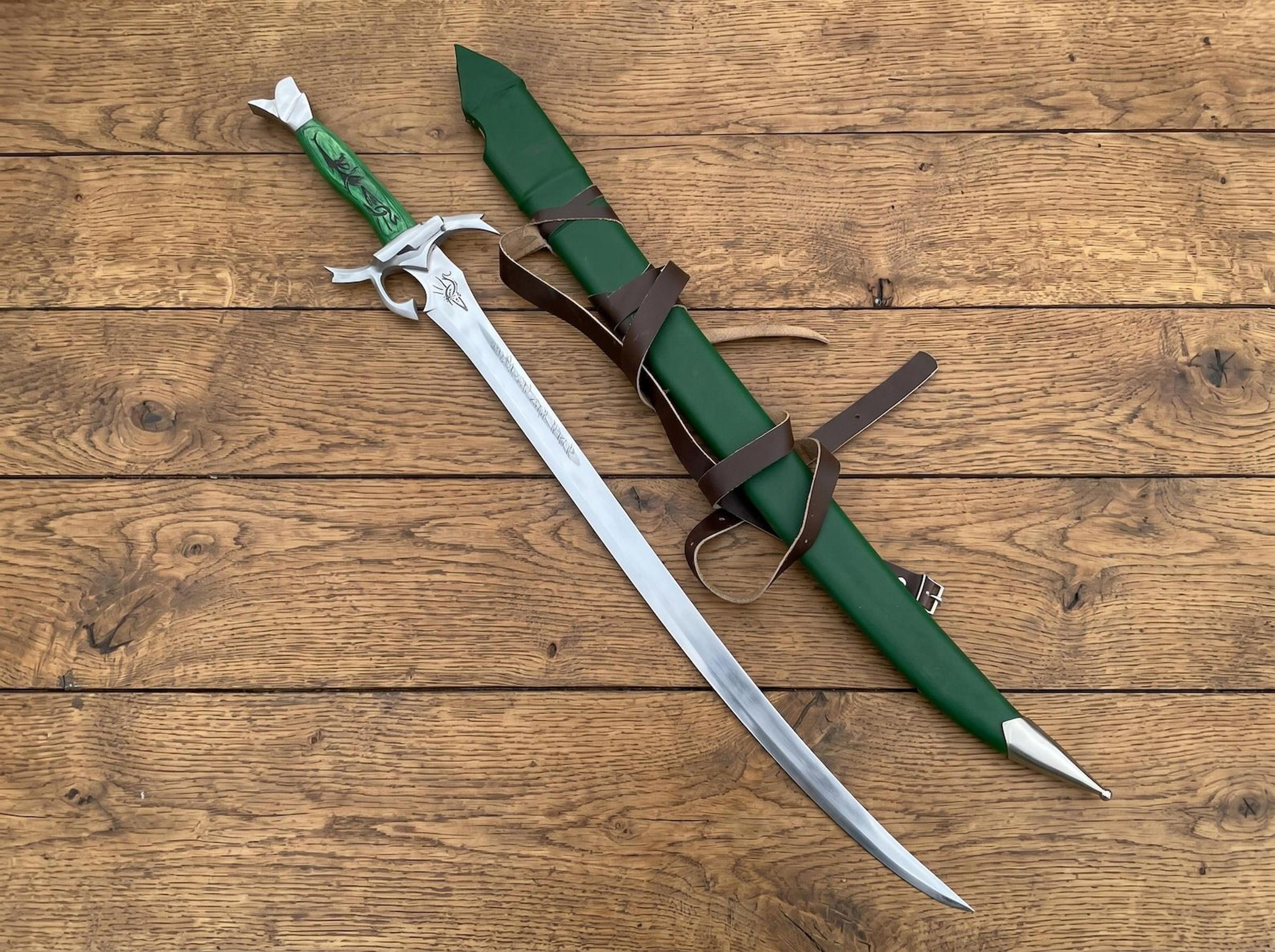 handmade persian scimitar sword | 42 inch stainless steel fantasy saber with green scabbard | medieval collector cosplay