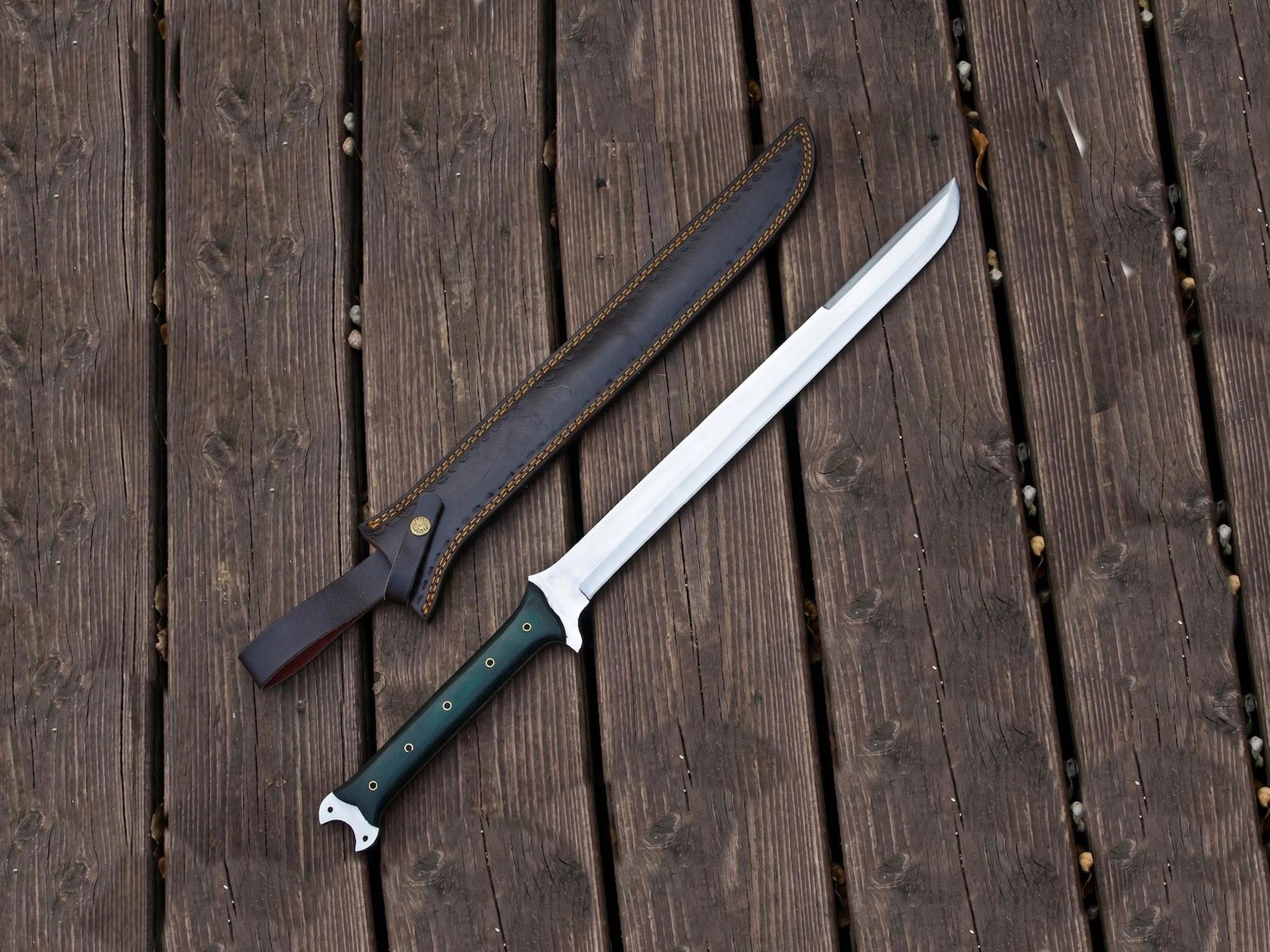 handmade full tang machete sword | 24 inch stainless steel jungle knife with g10 handle | survival bushcraft blade