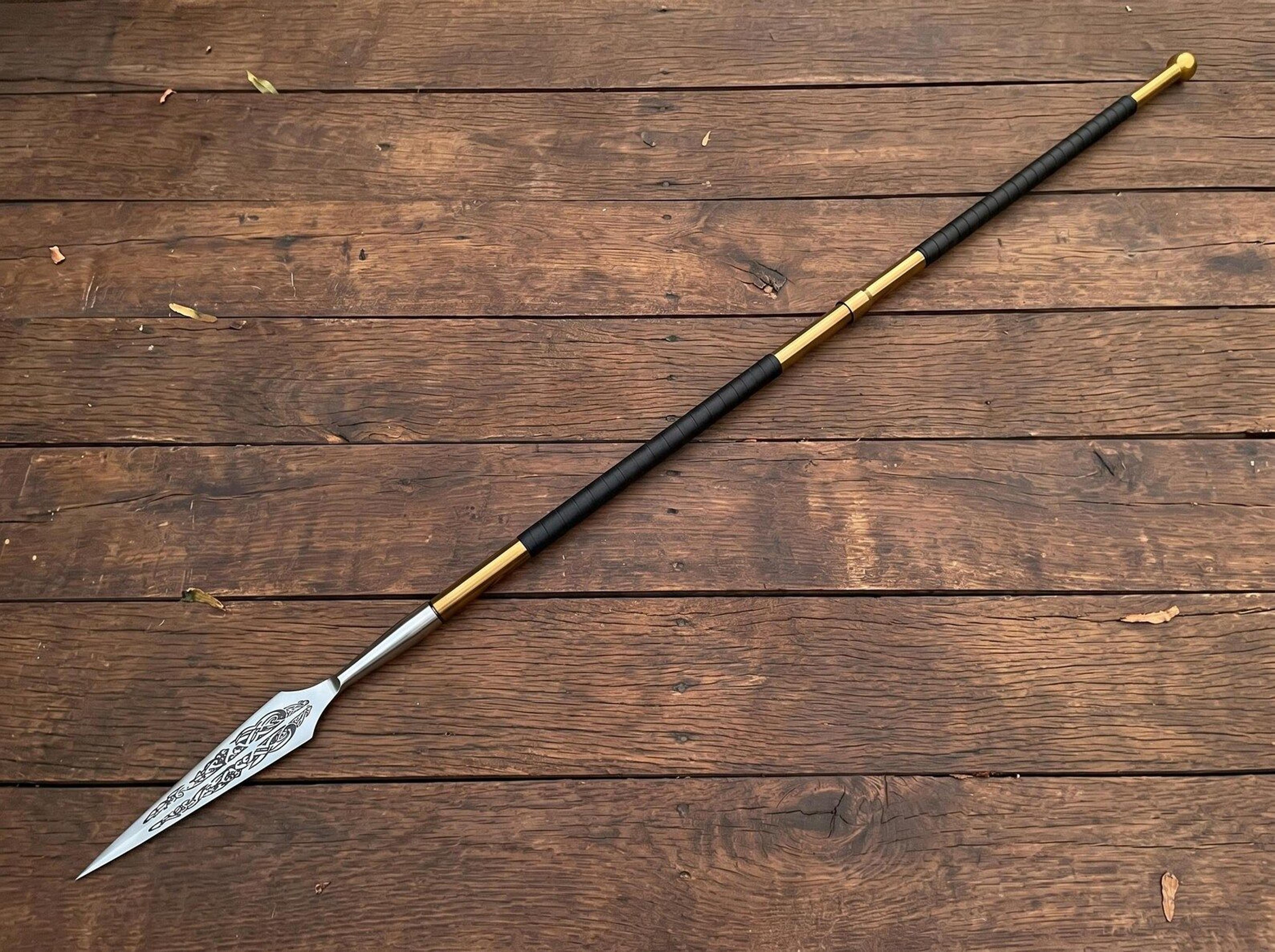 handmade viking spear with detachable staff | 72 inch stainless steel spear | norse warrior replica polearm
