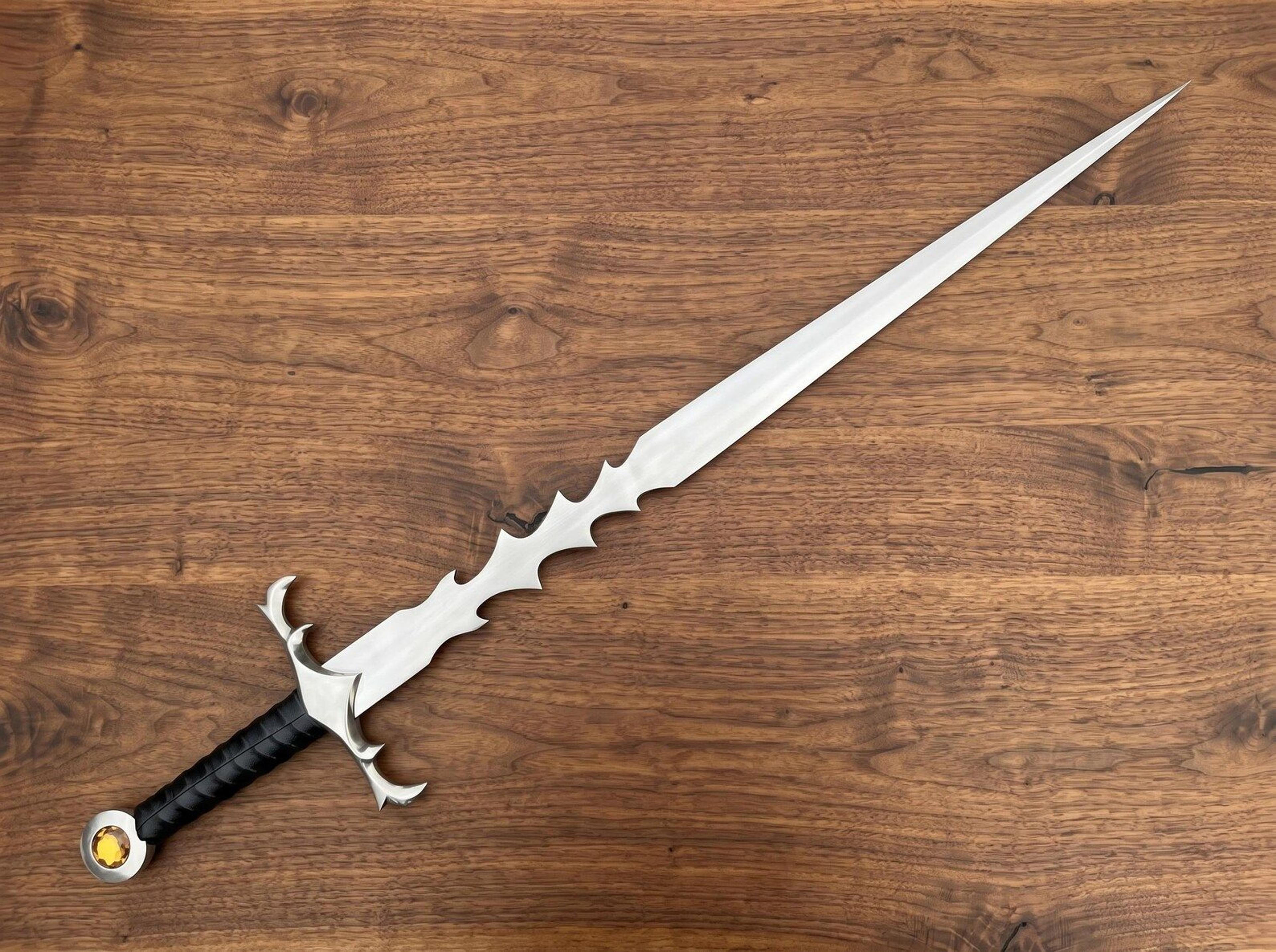 handmade fantasy greatsword replica | 42 inch stainless steel dark fantasy sword with wrapped handle | cosplay collector