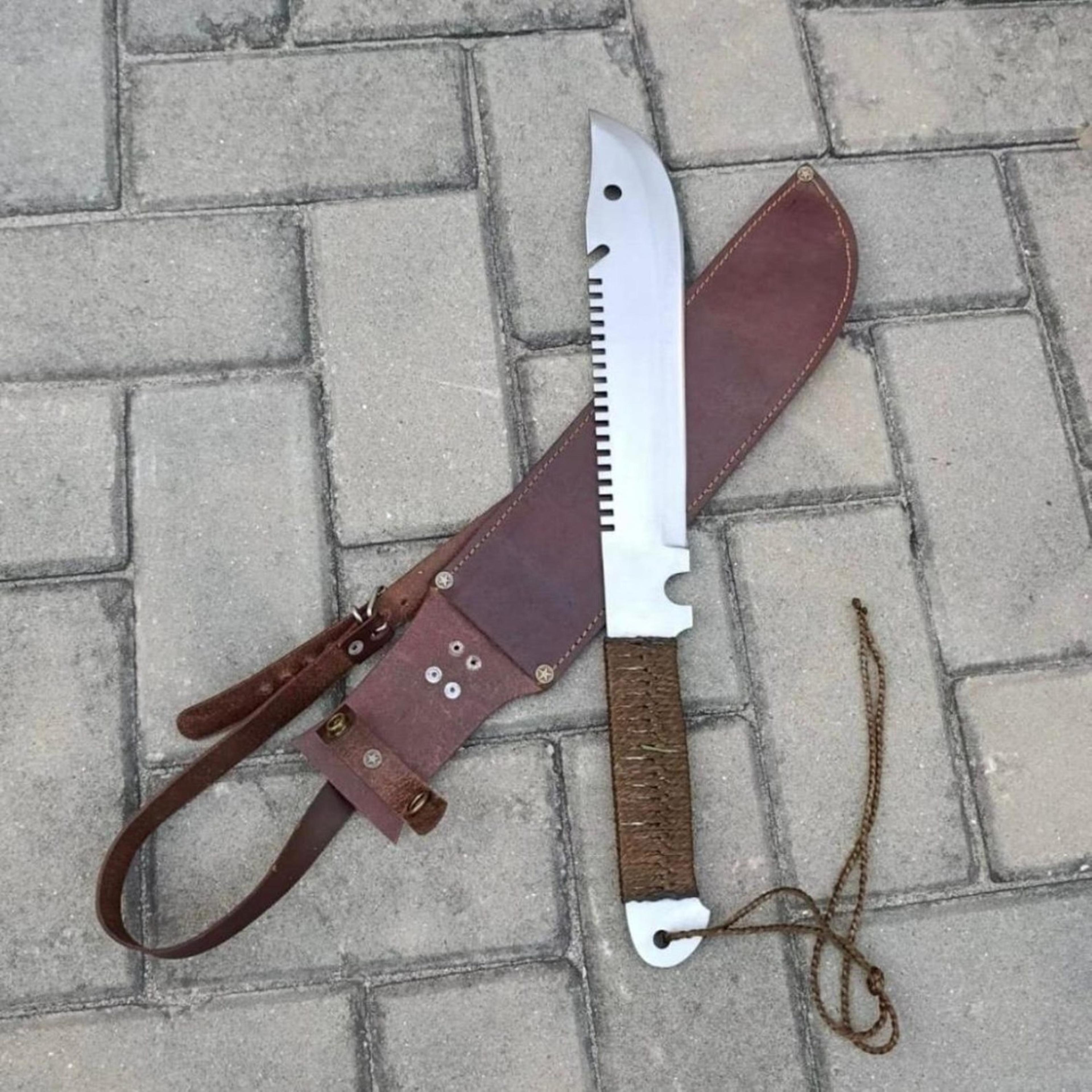 dean winchester machete replica supernatural stainless steel sawback blade with leather sheath