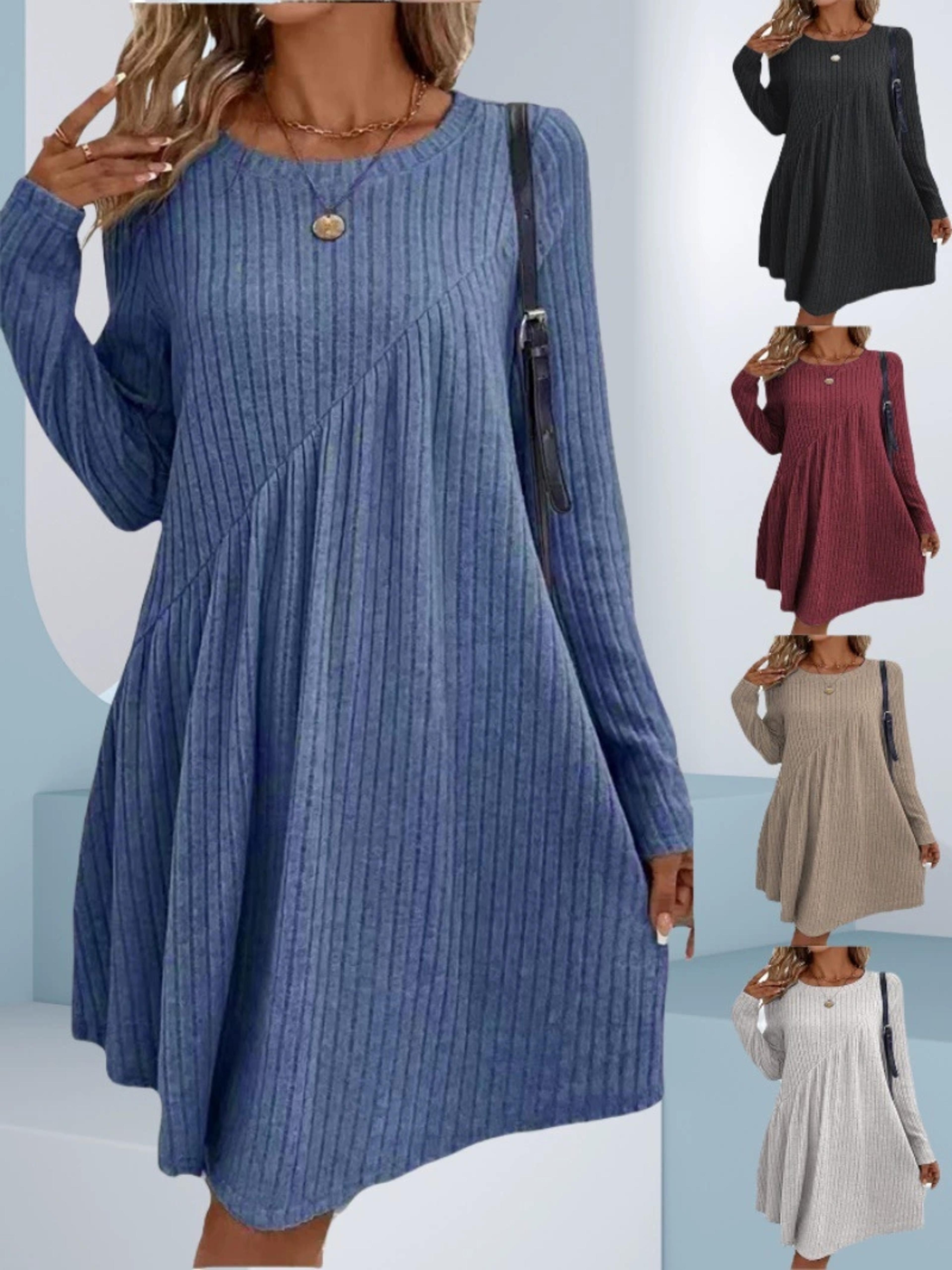 irregular brushed ribbed knit dress, autumn winter bohemian solid color dress for women