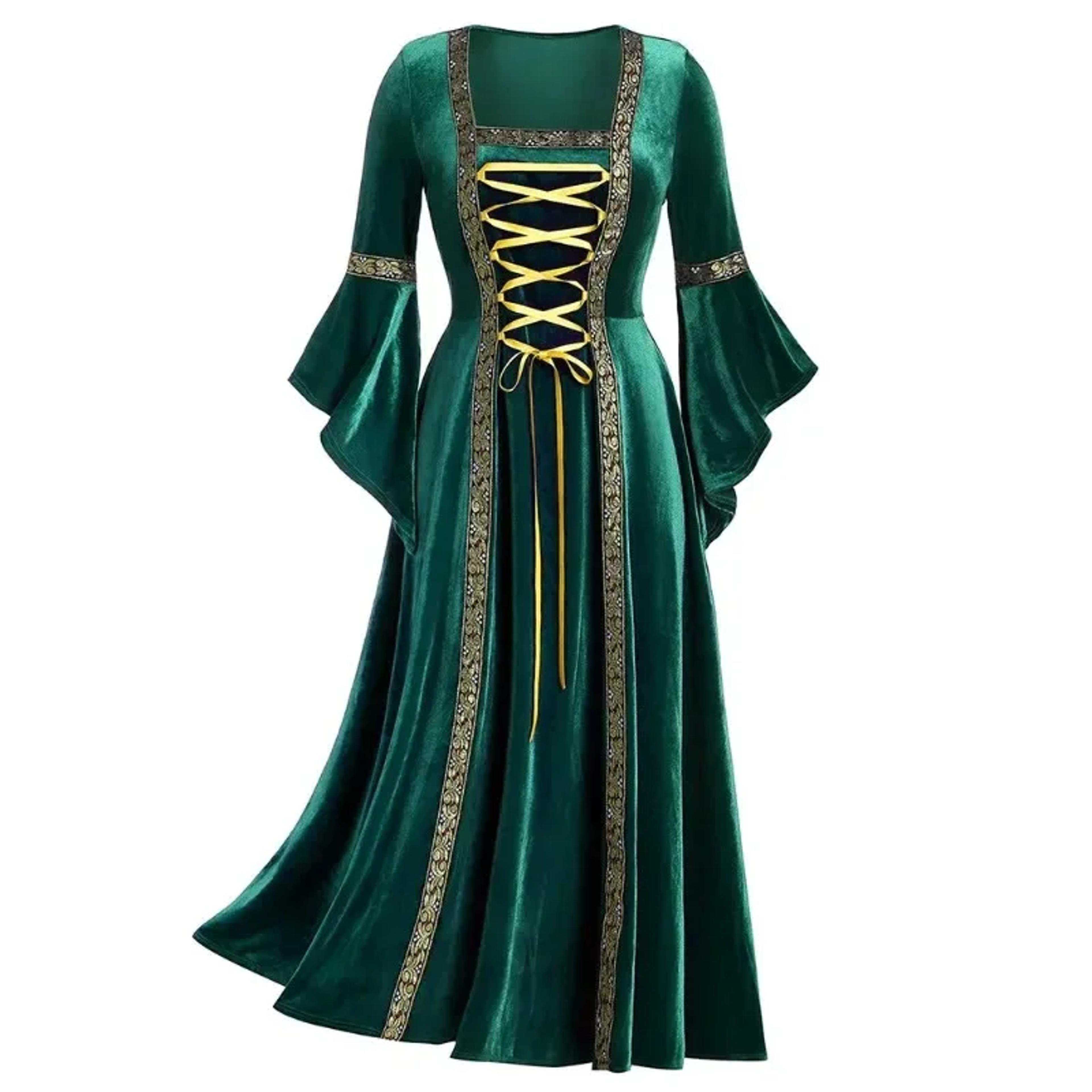 vampire witch victorian gothi bandage dress, women long sleeve medieval cosplay vintage look