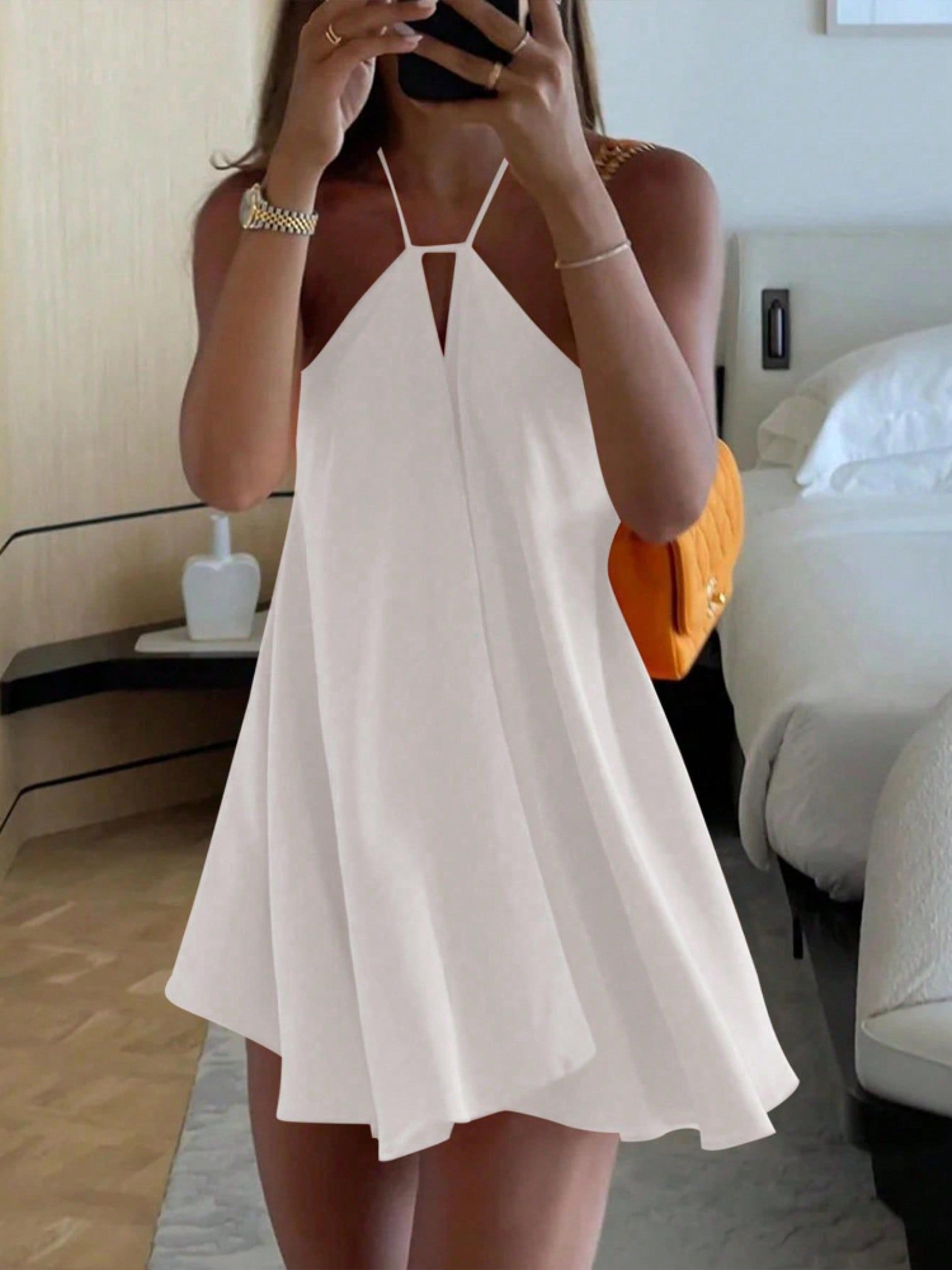high street lady summer beach dress, elegant sleeveless hollow out backless vestidos