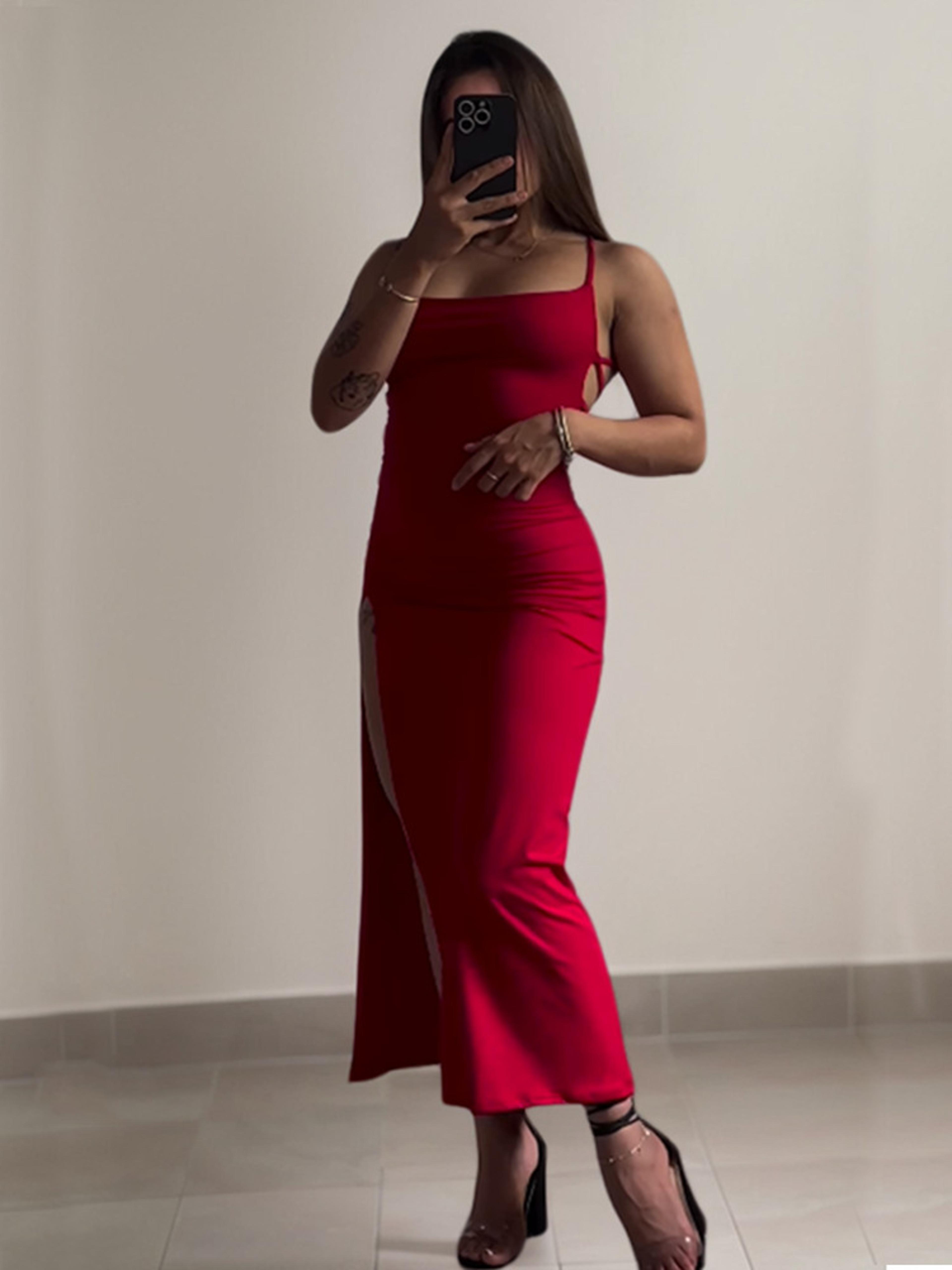 suspender bodycon dress Women's Sleek Fitted Long Suspender Dress for Effortless Chic Style Canary Houze