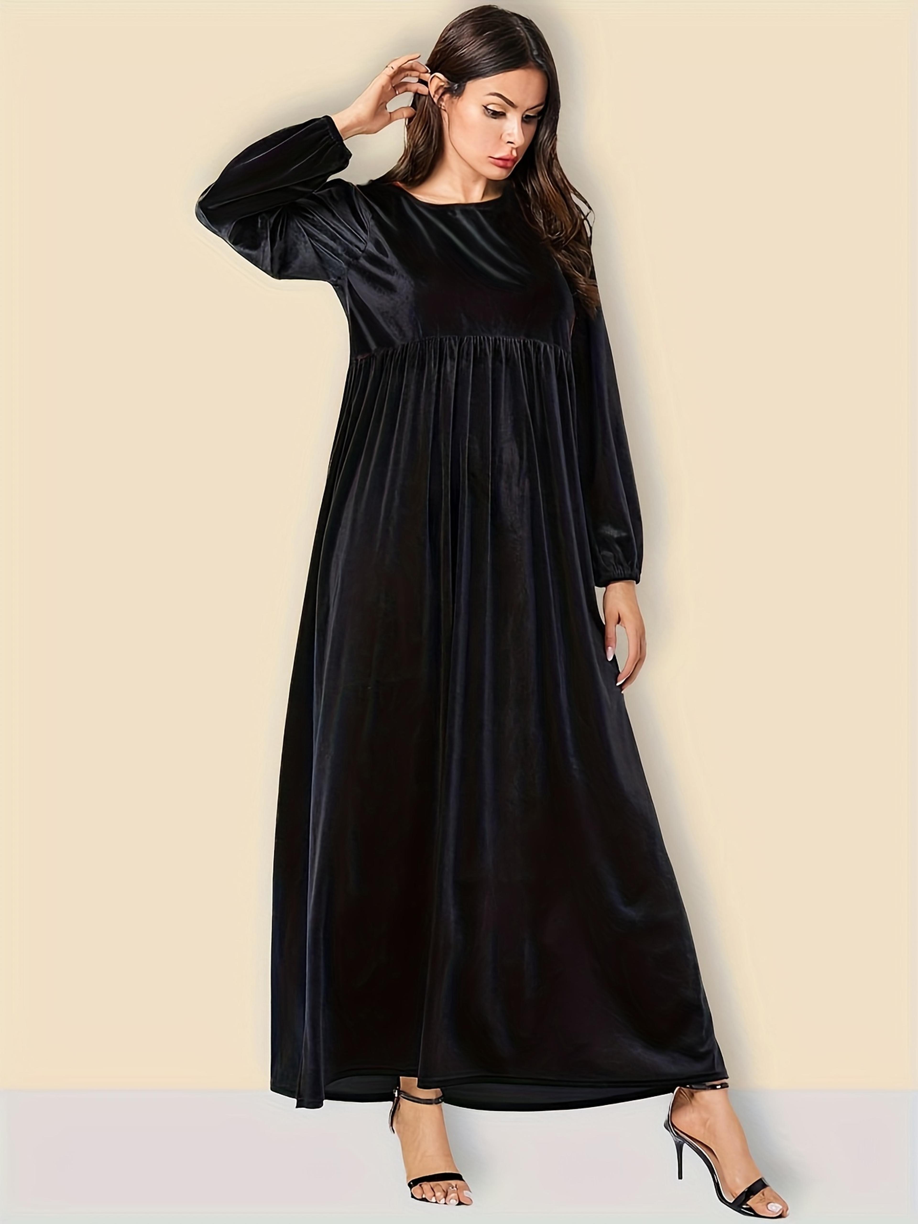 solid color velvet plus size women's a-line swing dress for autumn and winter