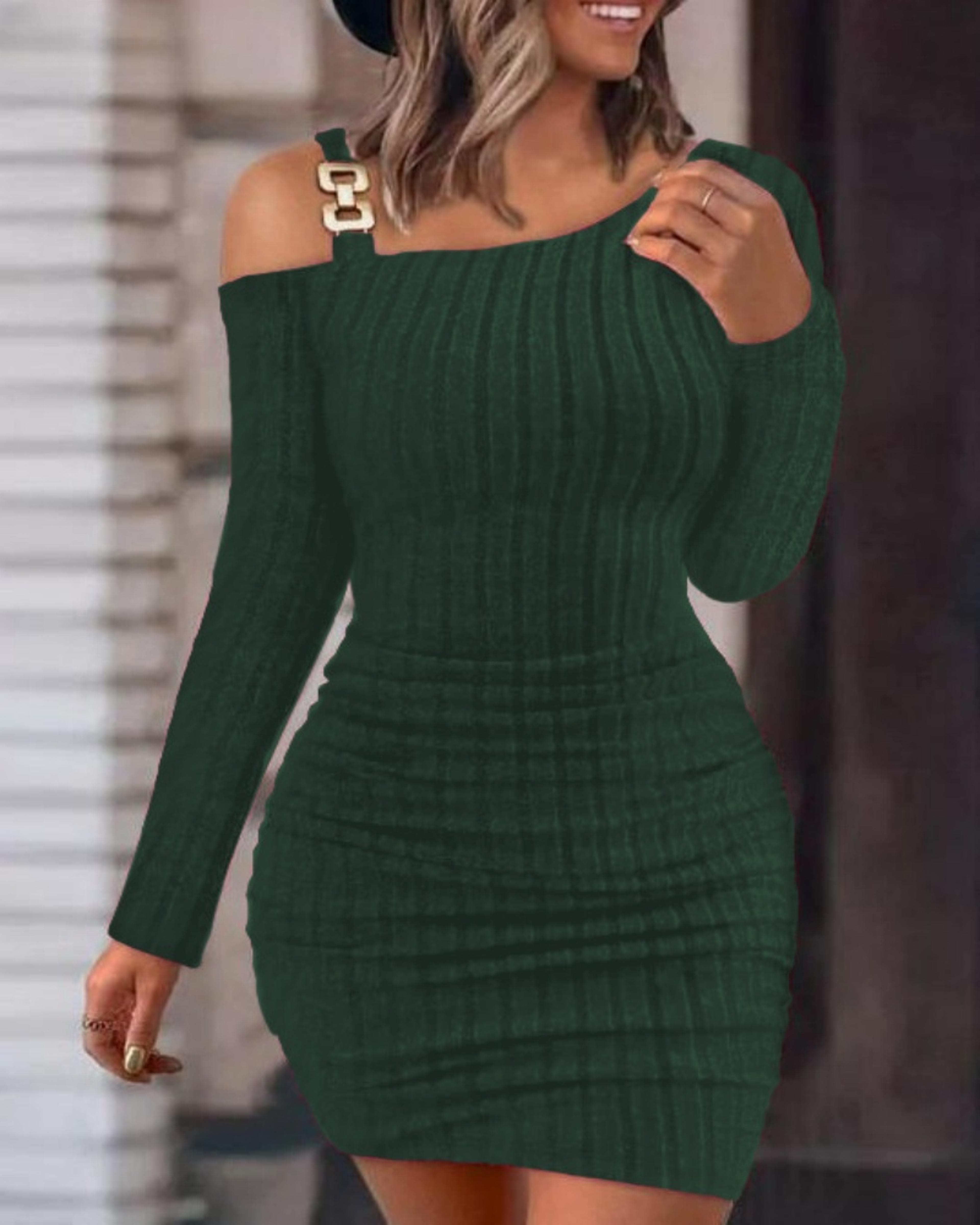 winter skinny knitted vestidaos bodycon dress for women