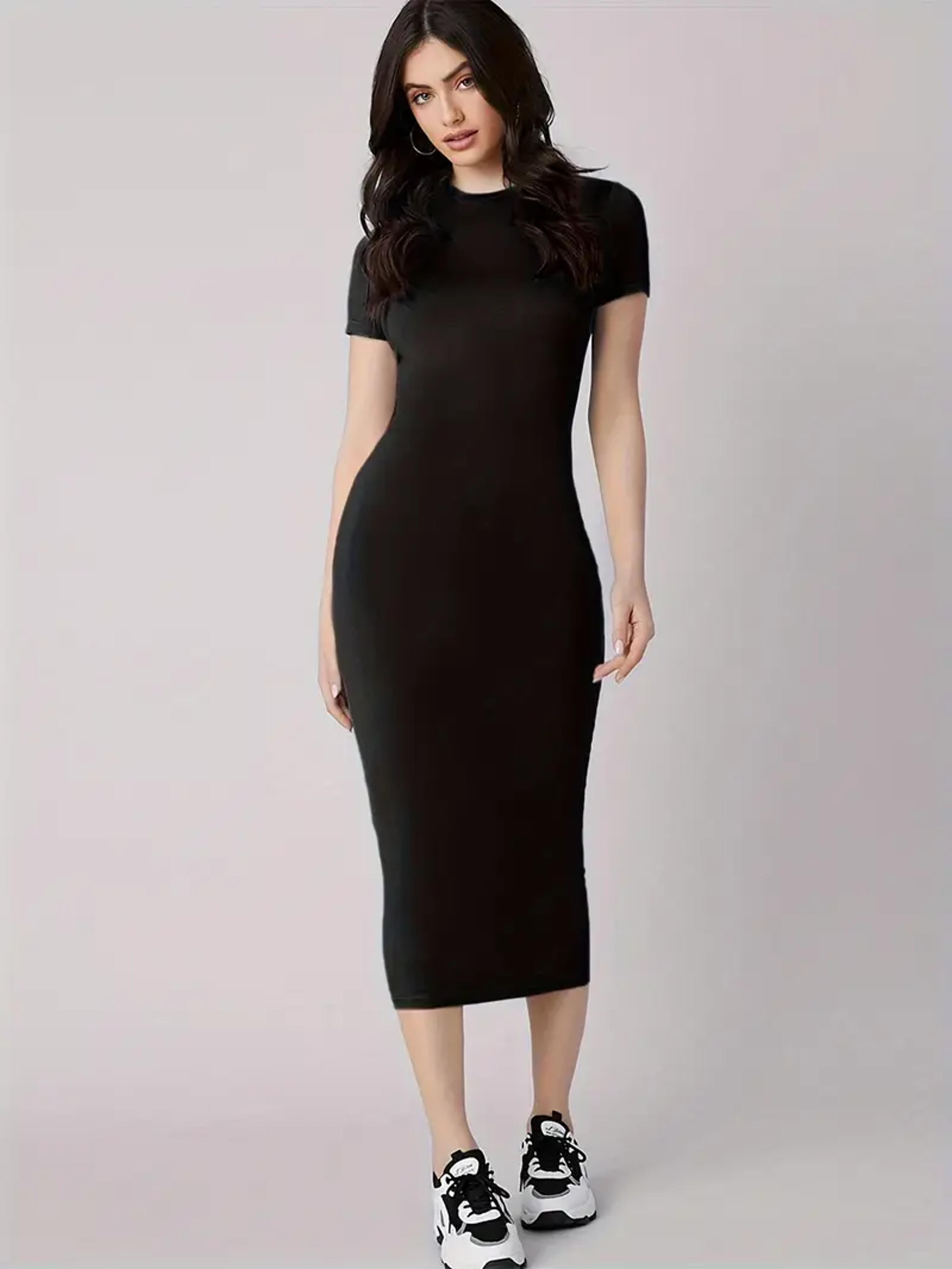 women's sexy slim fit dress with colored lipprint letter print round neck short sleeve for spring and summer