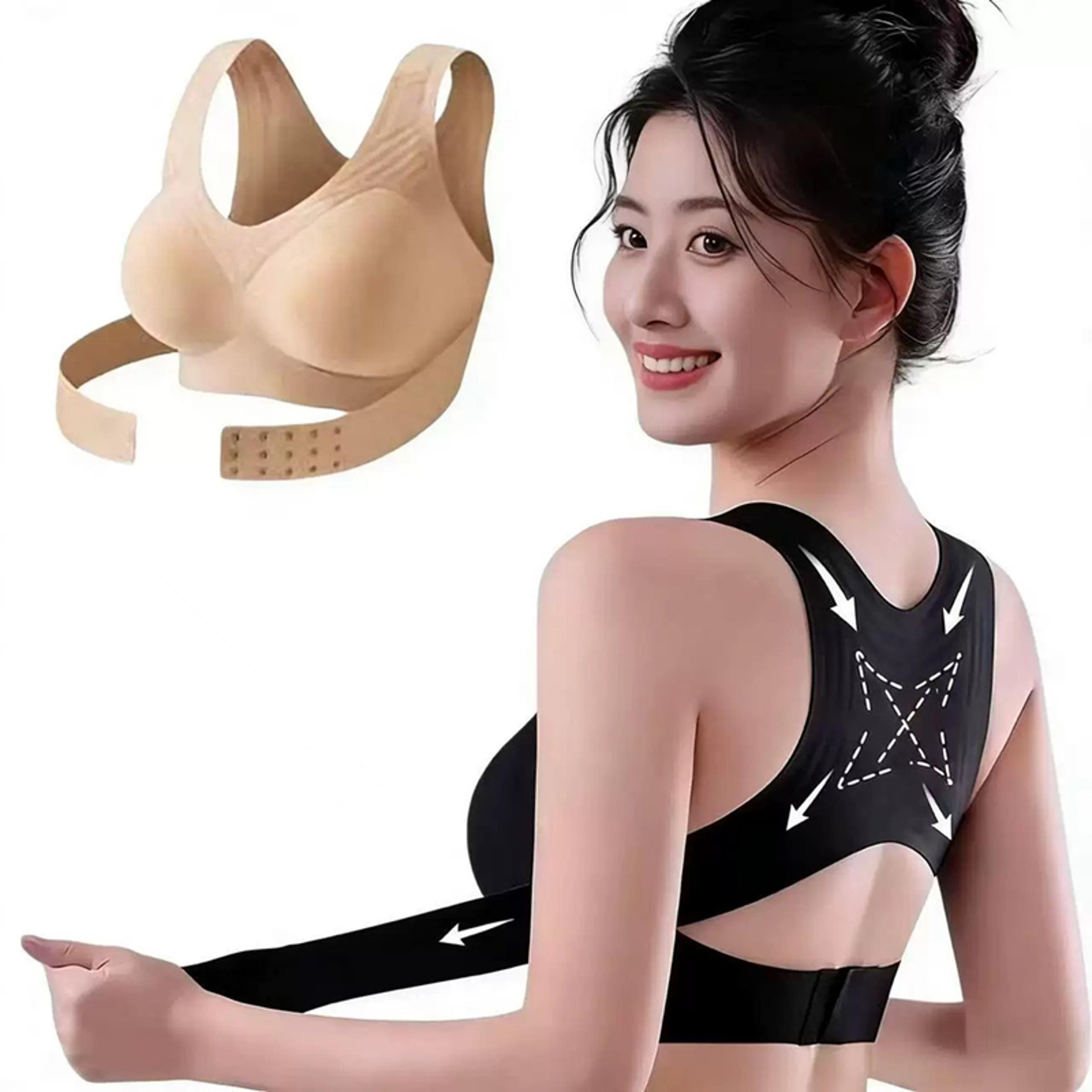 liftease posture support bra seamless front closure push up sports bra