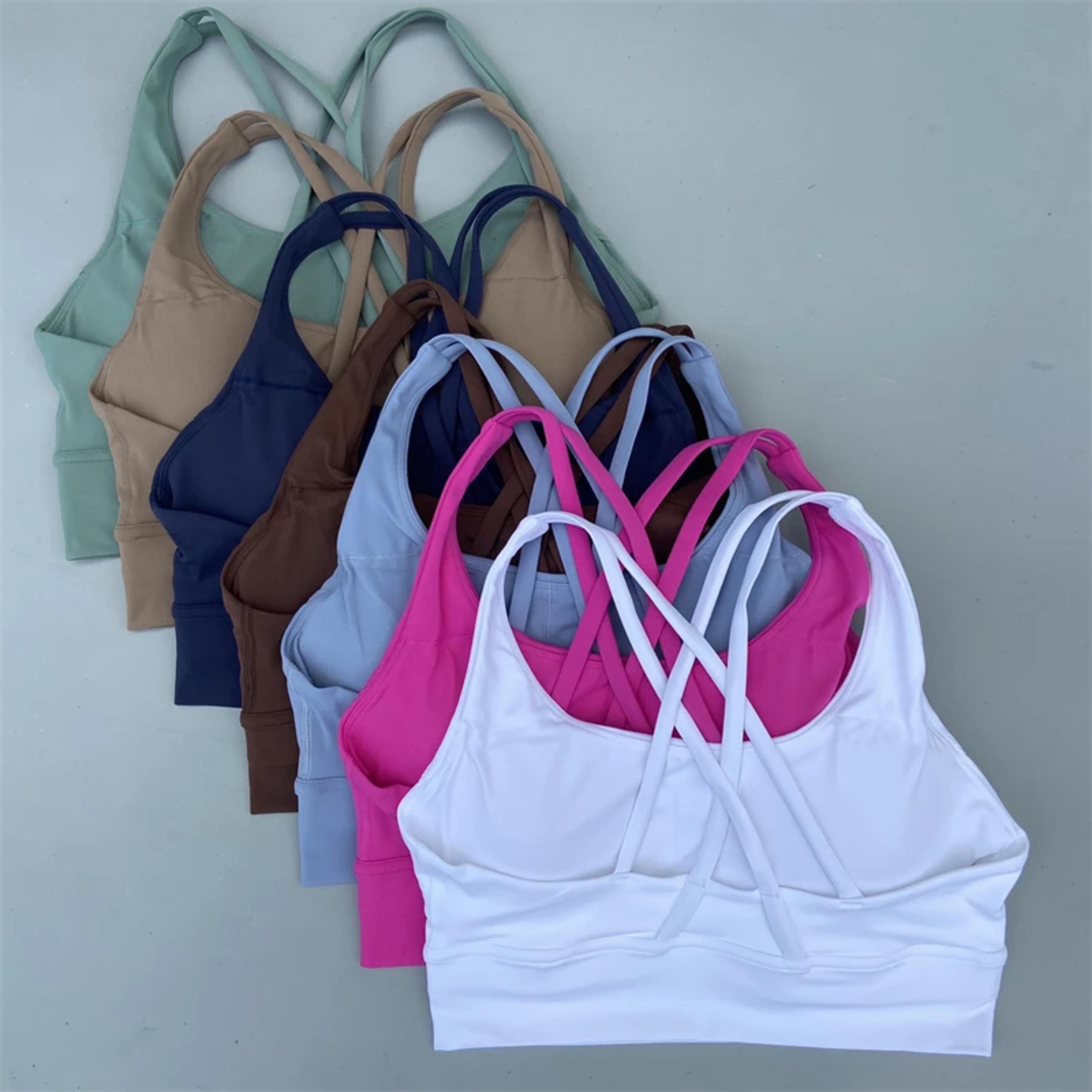 high support womens gym & yoga sports bra with cross back straps