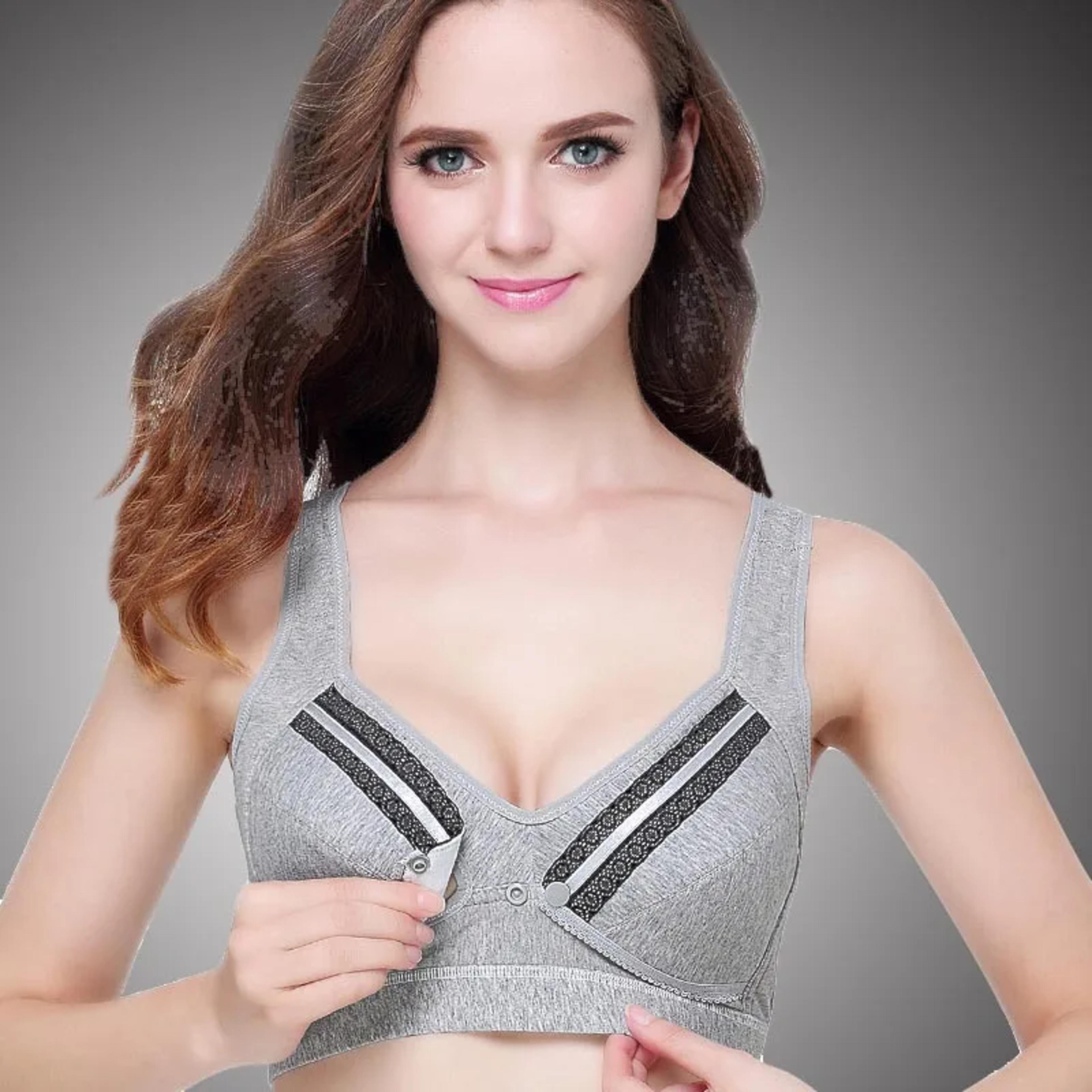 wireless front opening nursing & maternity bra for breastfeeding comfort