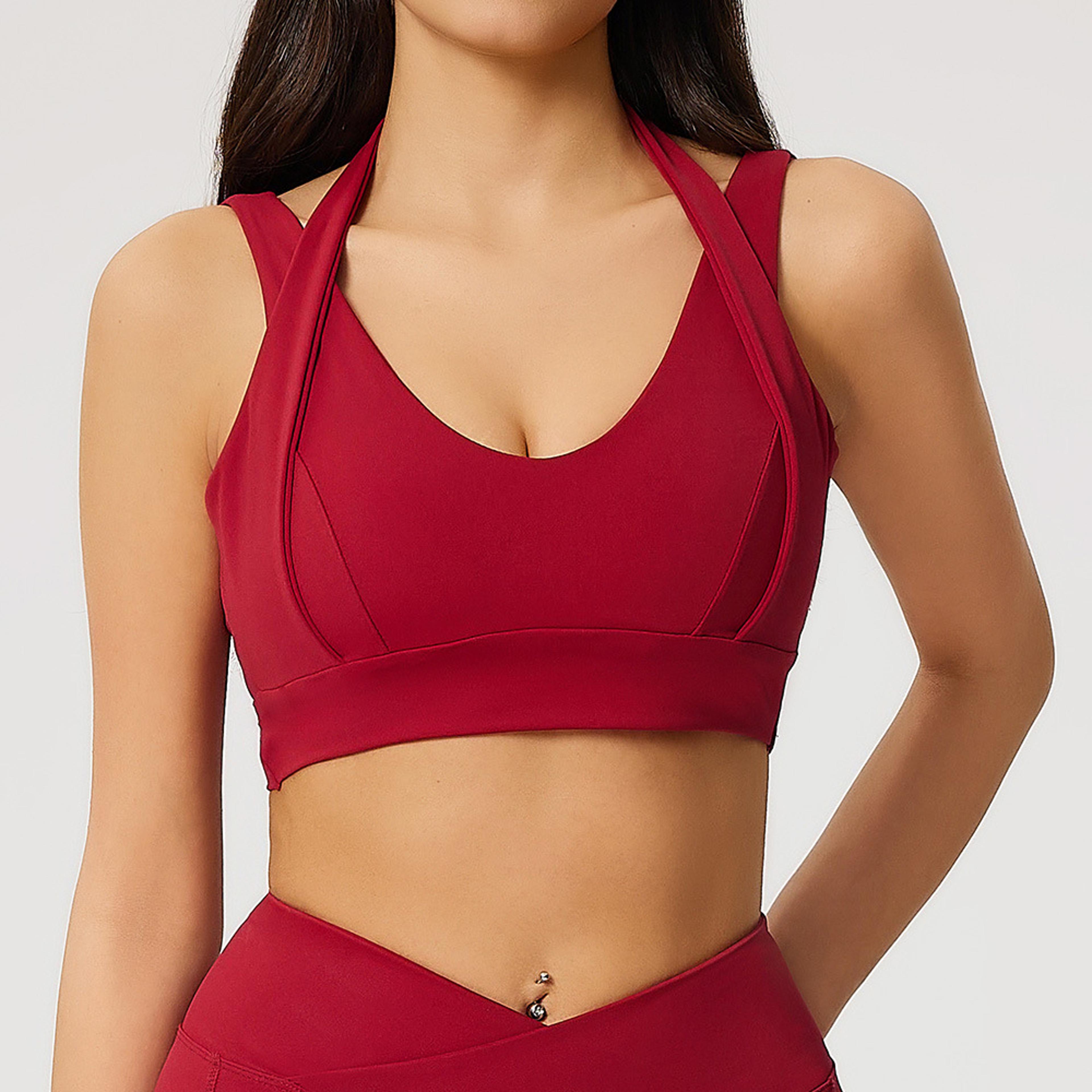 womens open back yoga tank top – built in support activewear fitness & gym workout bra
