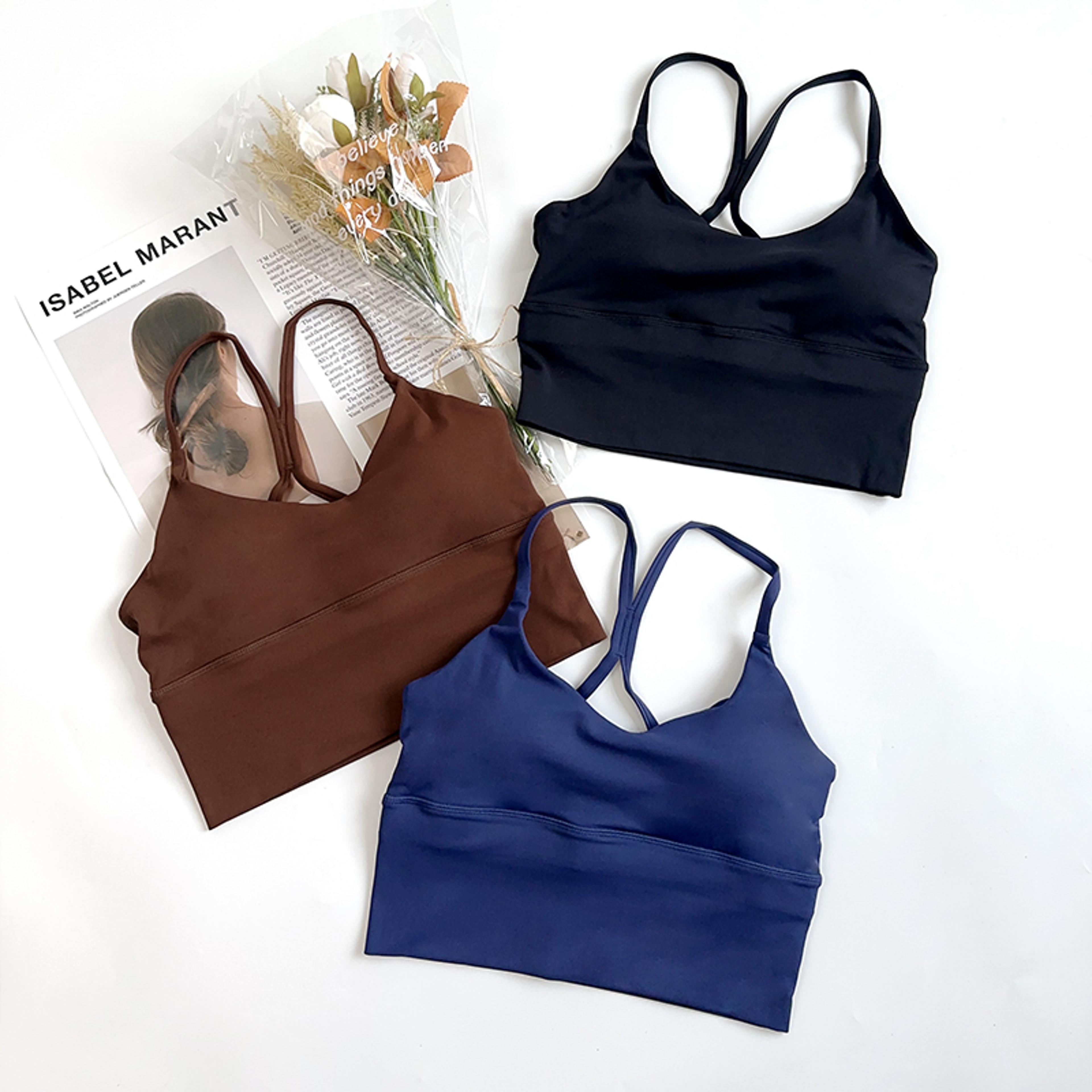 womens cross strap yoga bra top breathable push up sports crop
