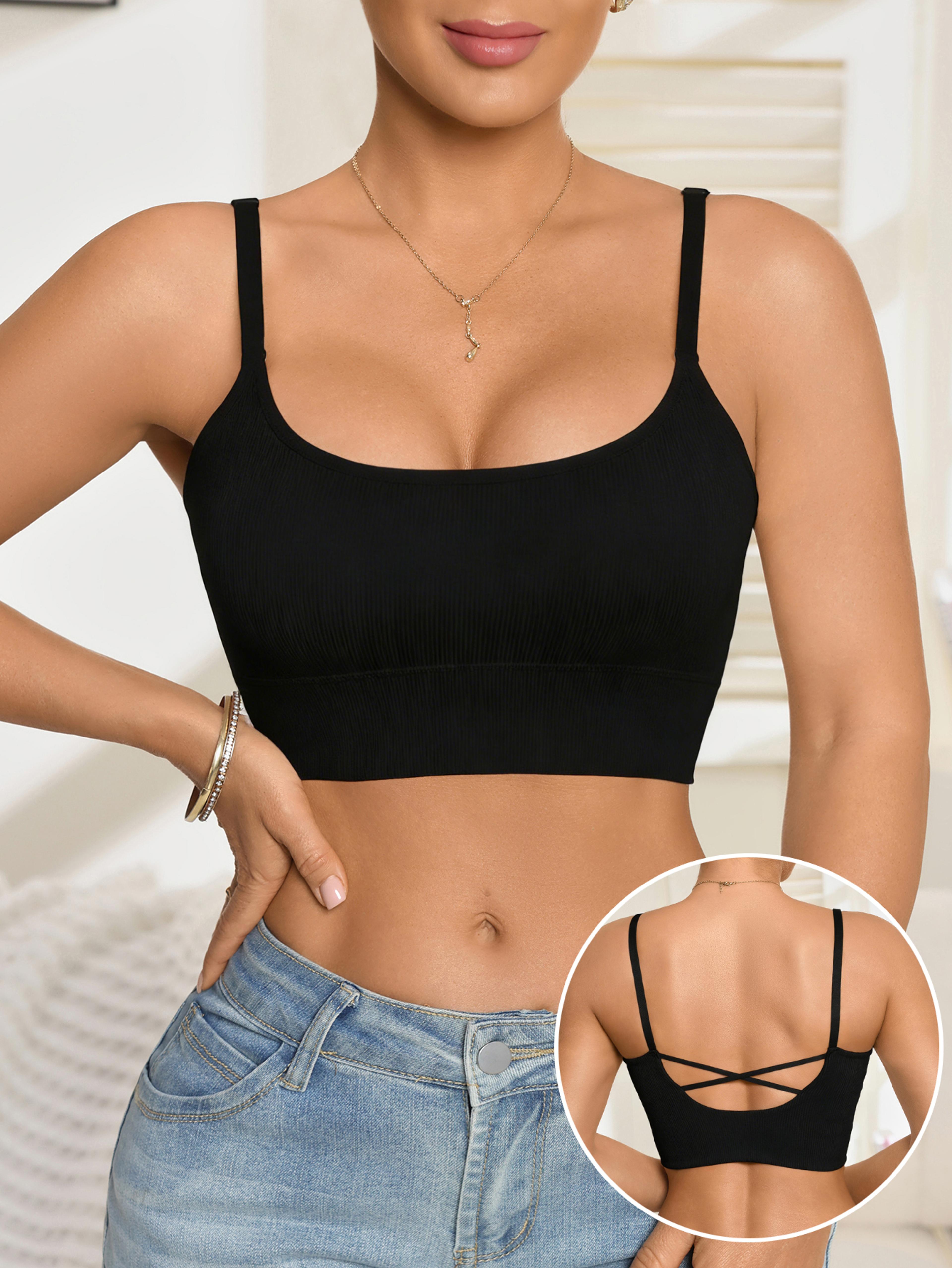 womens padded camisole tank top crop – soft built in bra sleeveless underwear