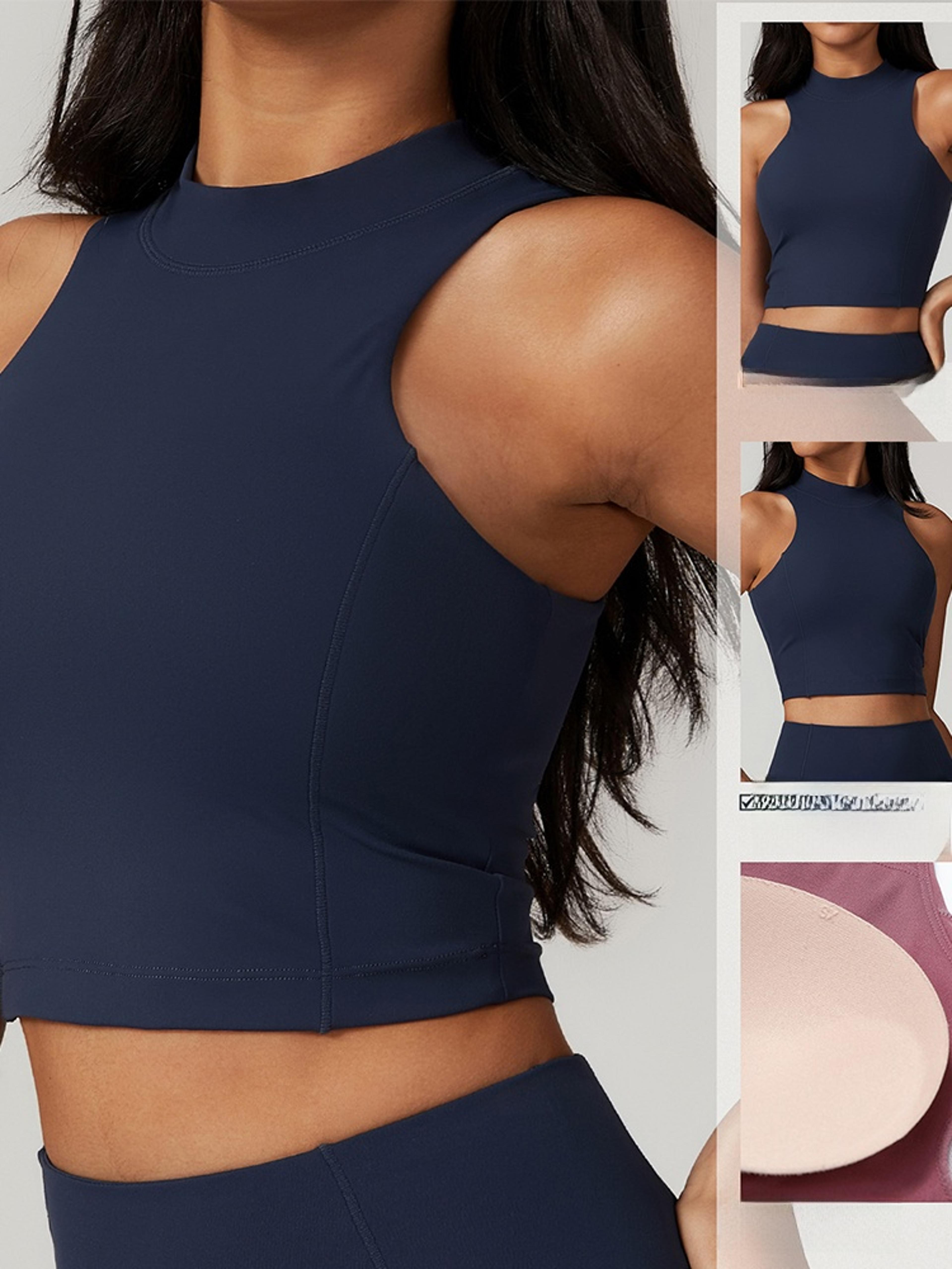 womens high collar sports bra – quick dry yoga & shock absorbing fitness top