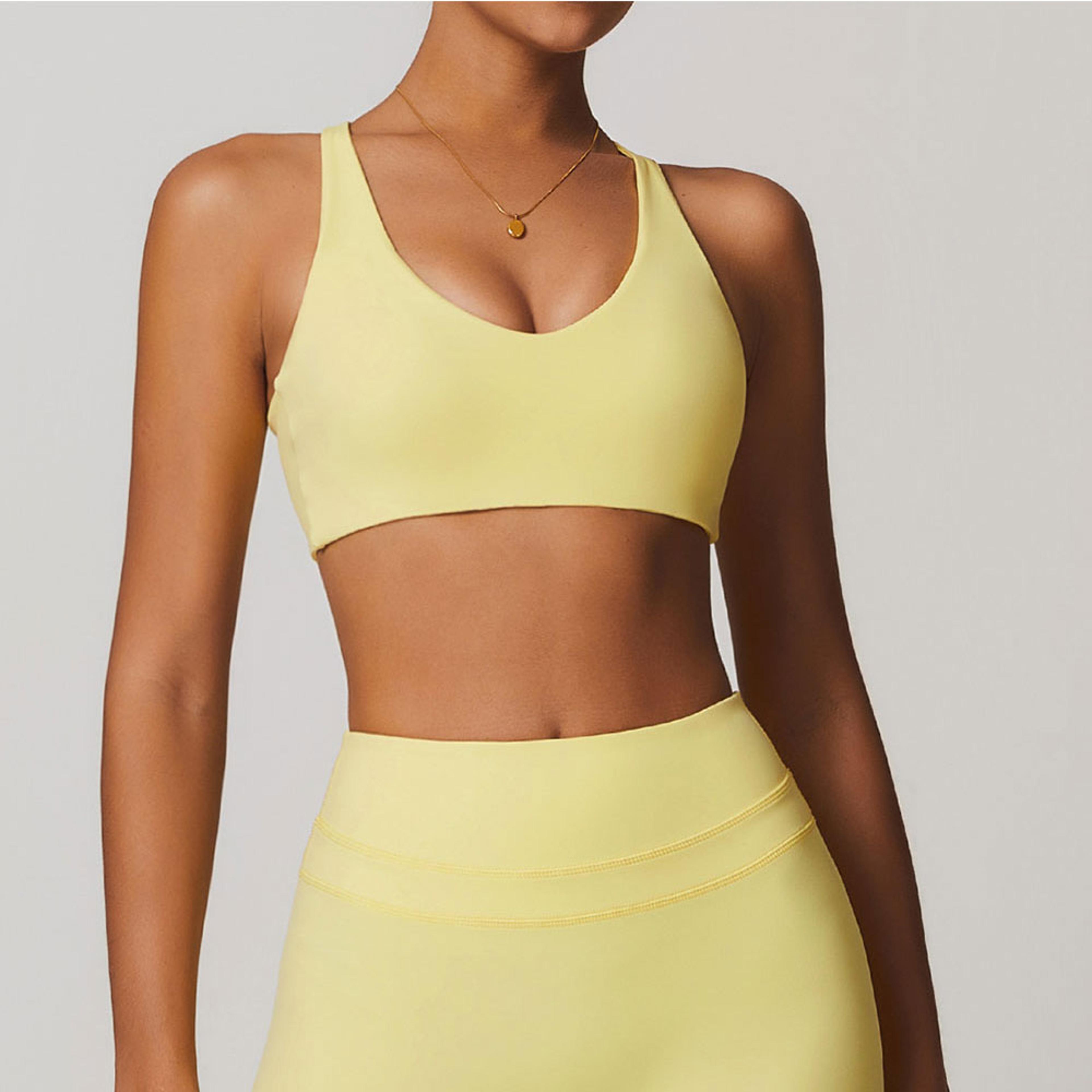 naked feel halter padded sports bra for yoga gym and everyday support