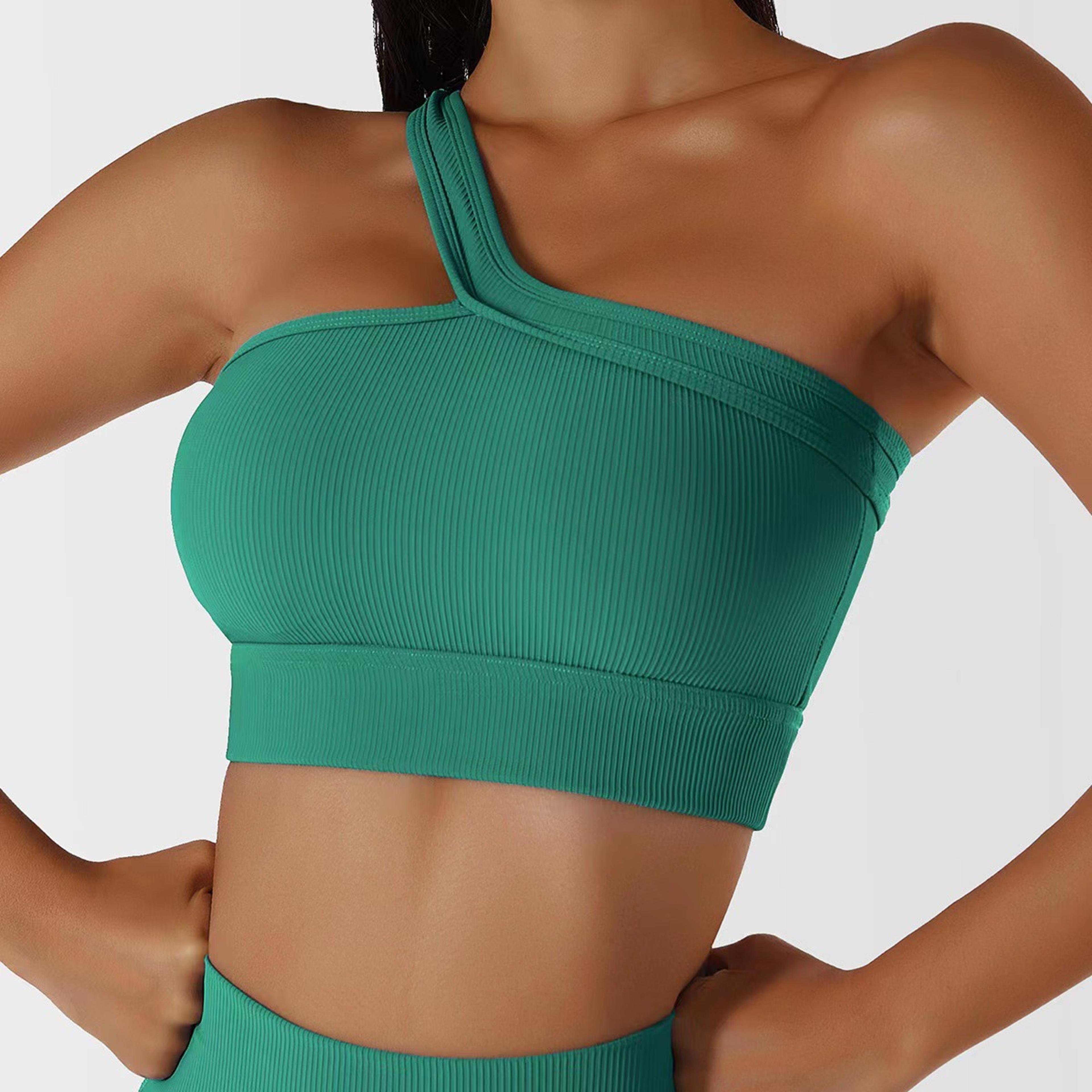 one shoulder sports bra seamless yoga bra backless workout tank