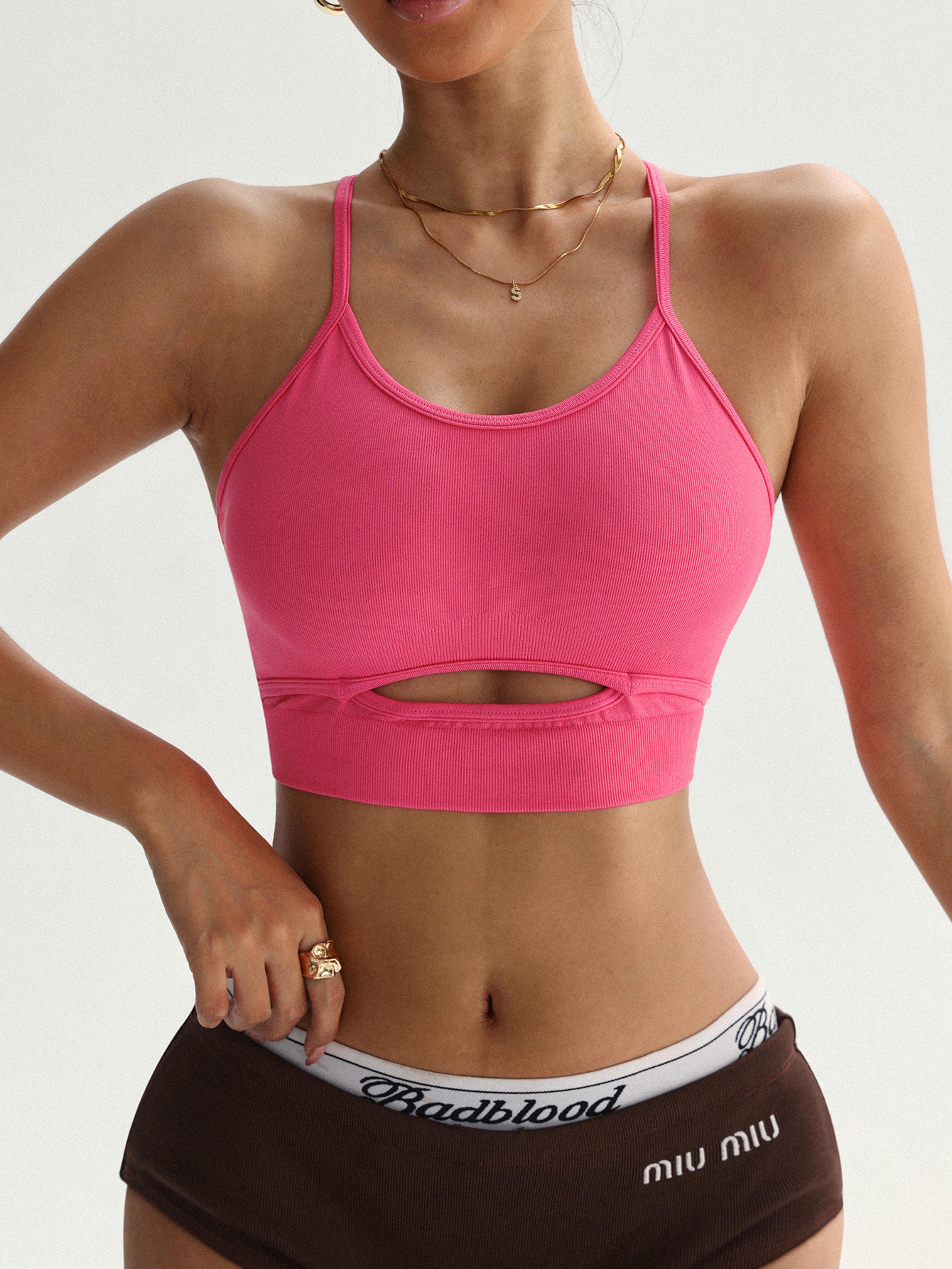 strappy halter sports bra yoga crop top for women