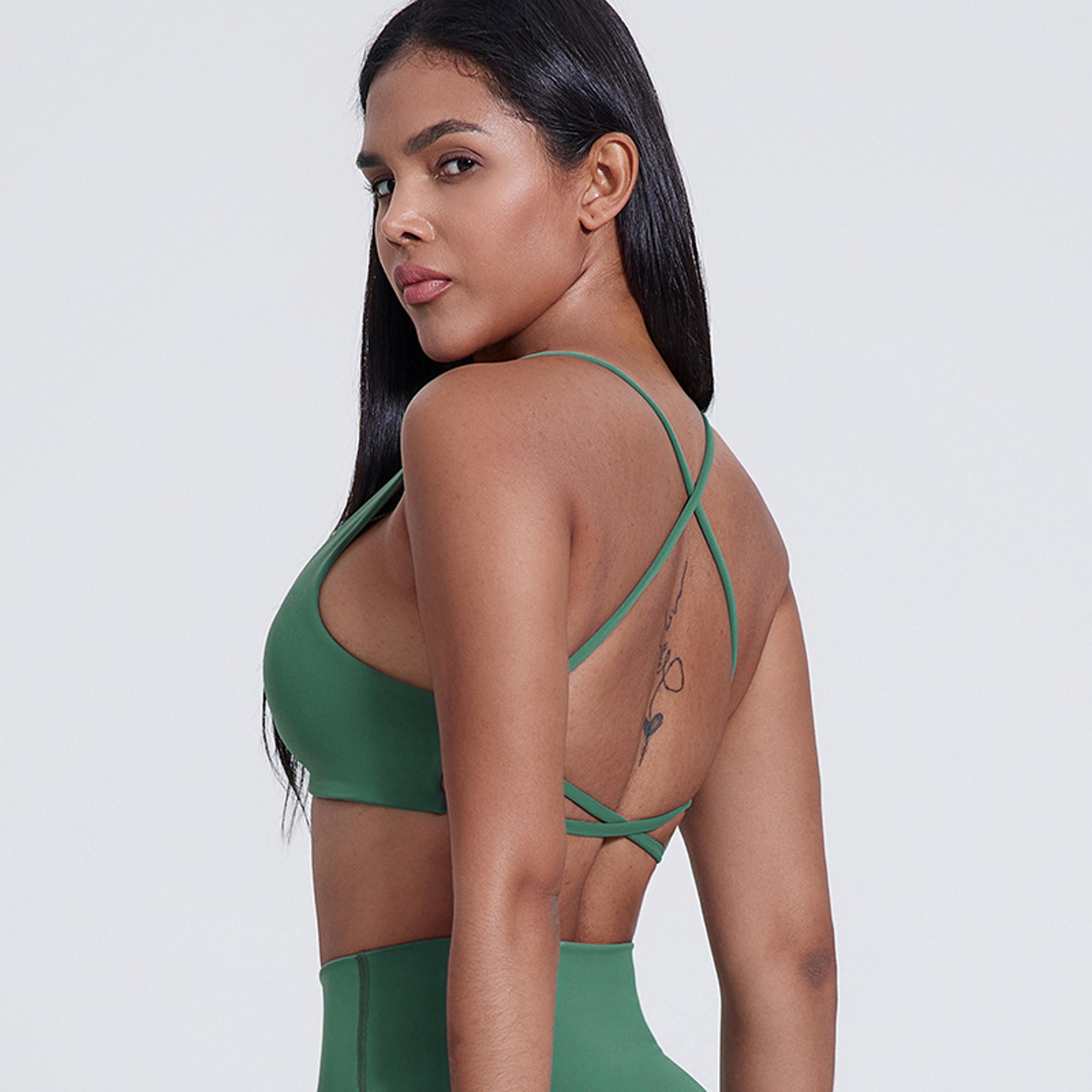 backless front twist low support sports bra for yoga and light training