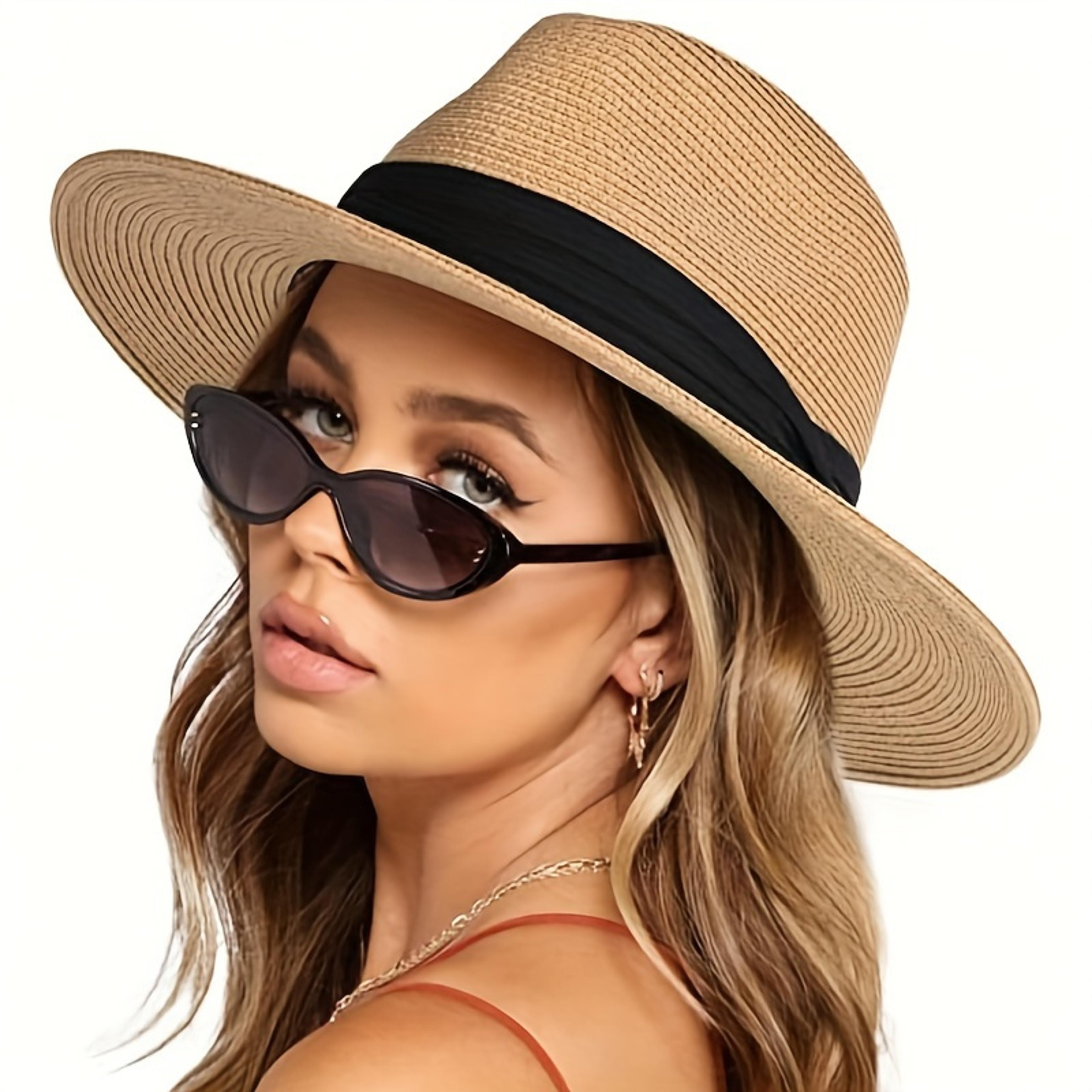 straw hat summer straw fedora hat with ribbon band