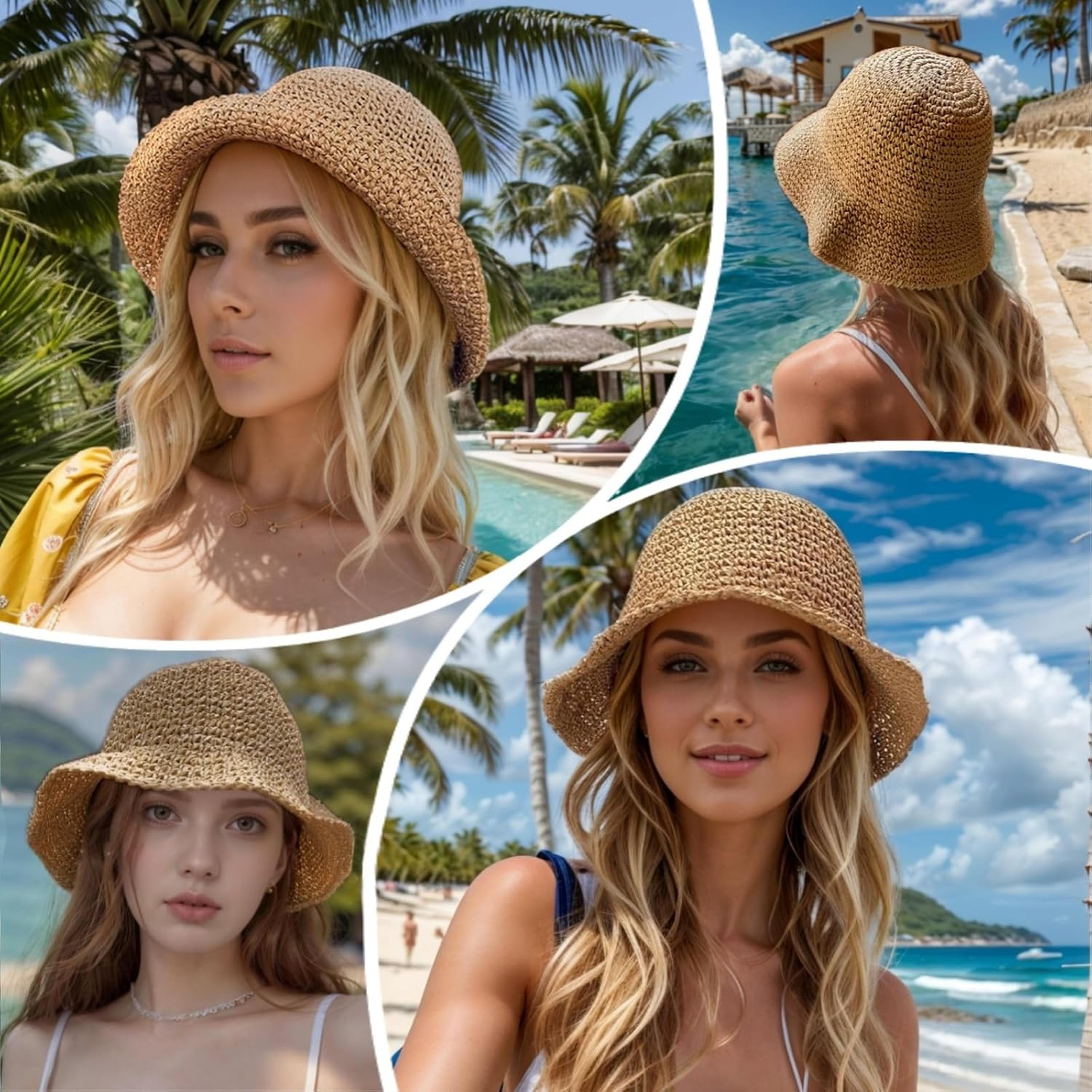 foldable wide brim women straw hat for beach travel