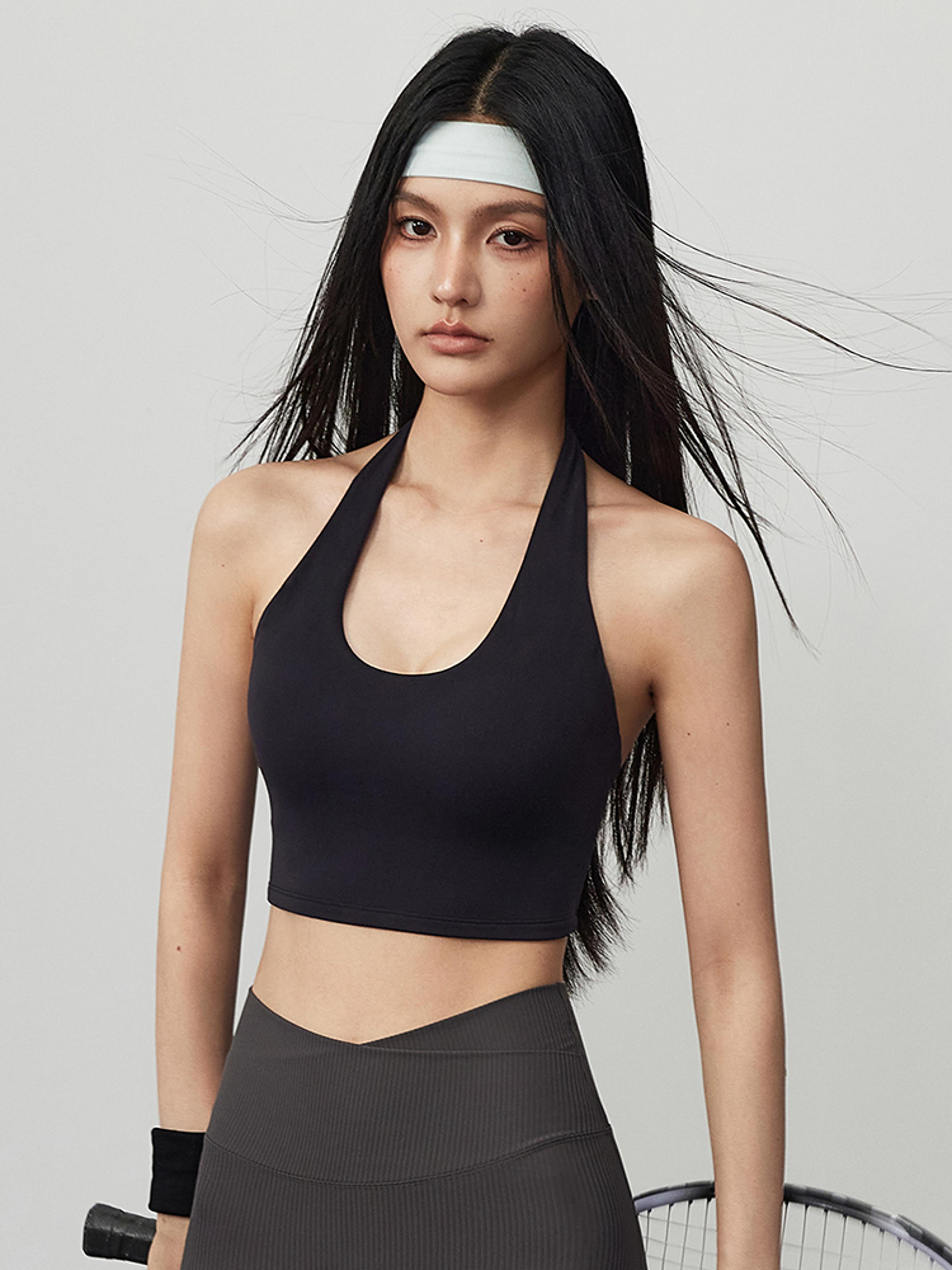 backless halter padded yoga bra for women
