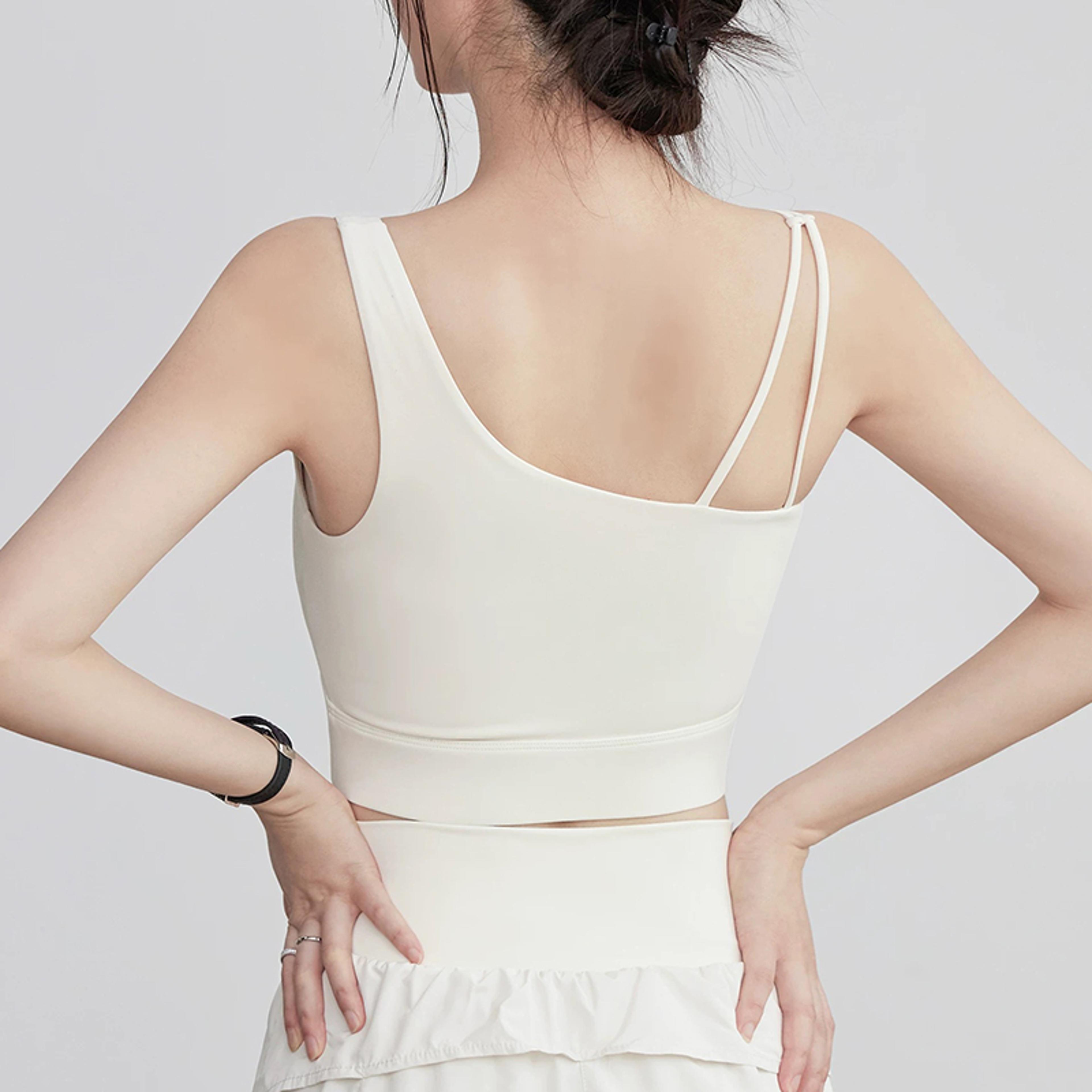 one shoulder shockproof yoga sports bra for women