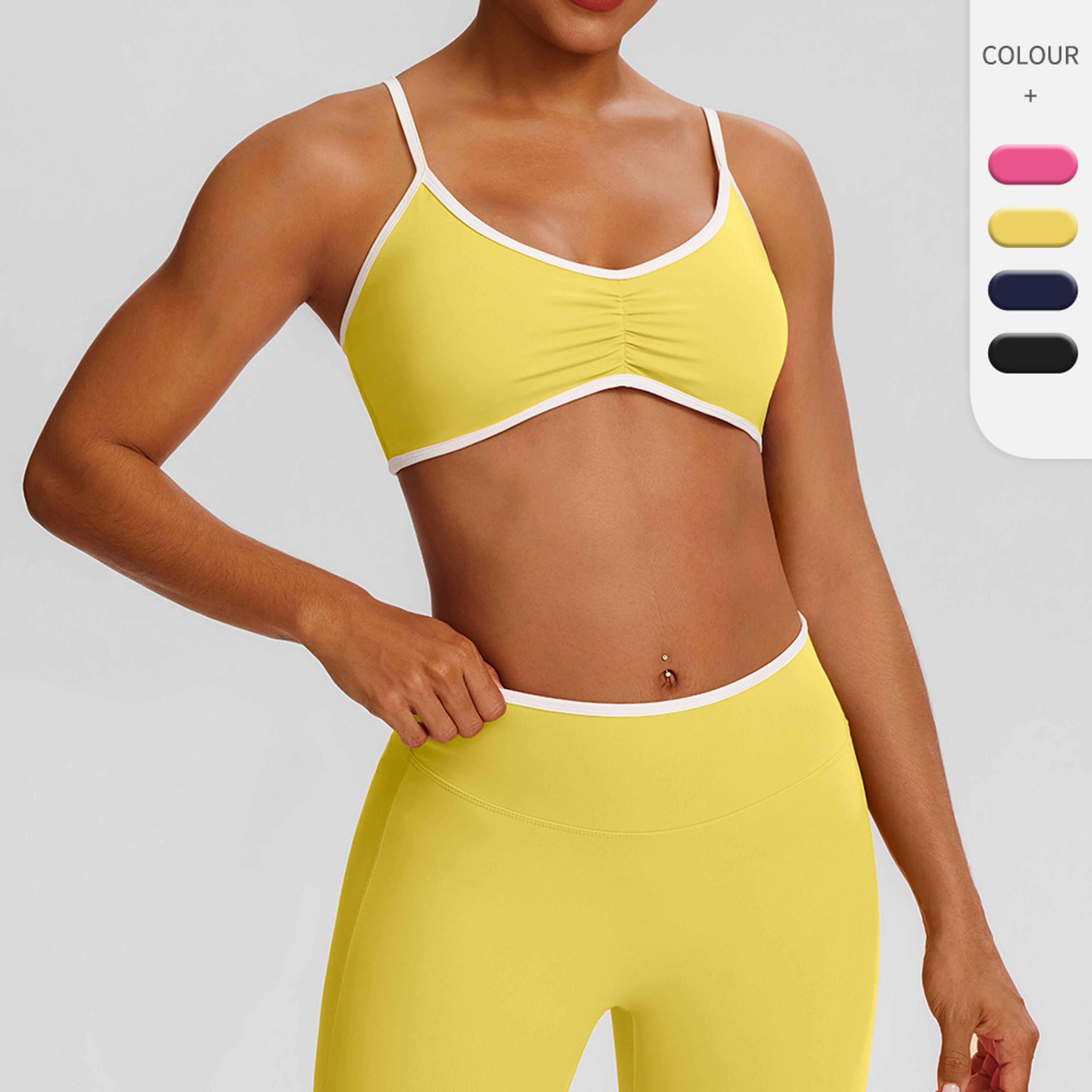 pleated back quick dry yoga sports bra for women