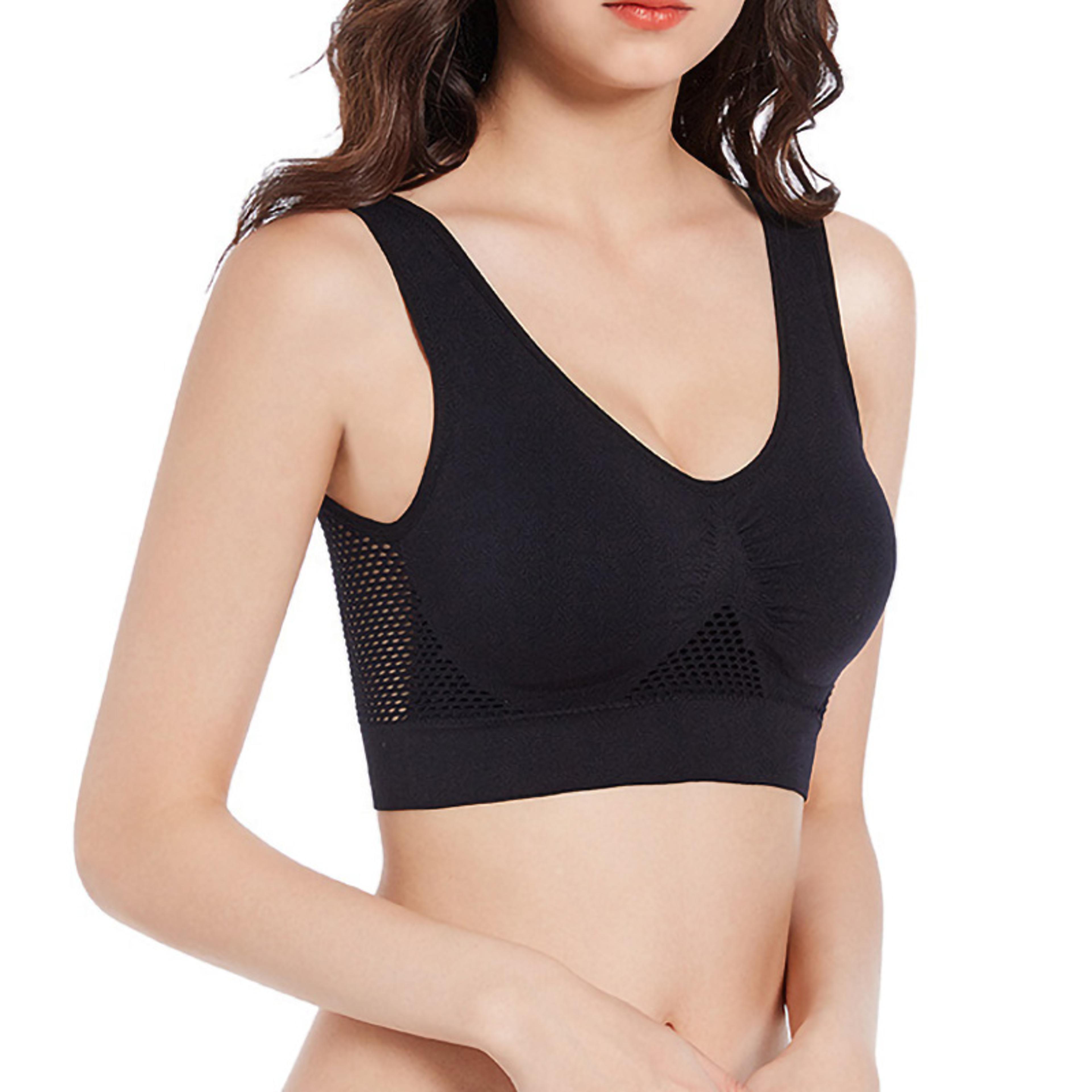 seamless wireless sports bra for women with removable pads