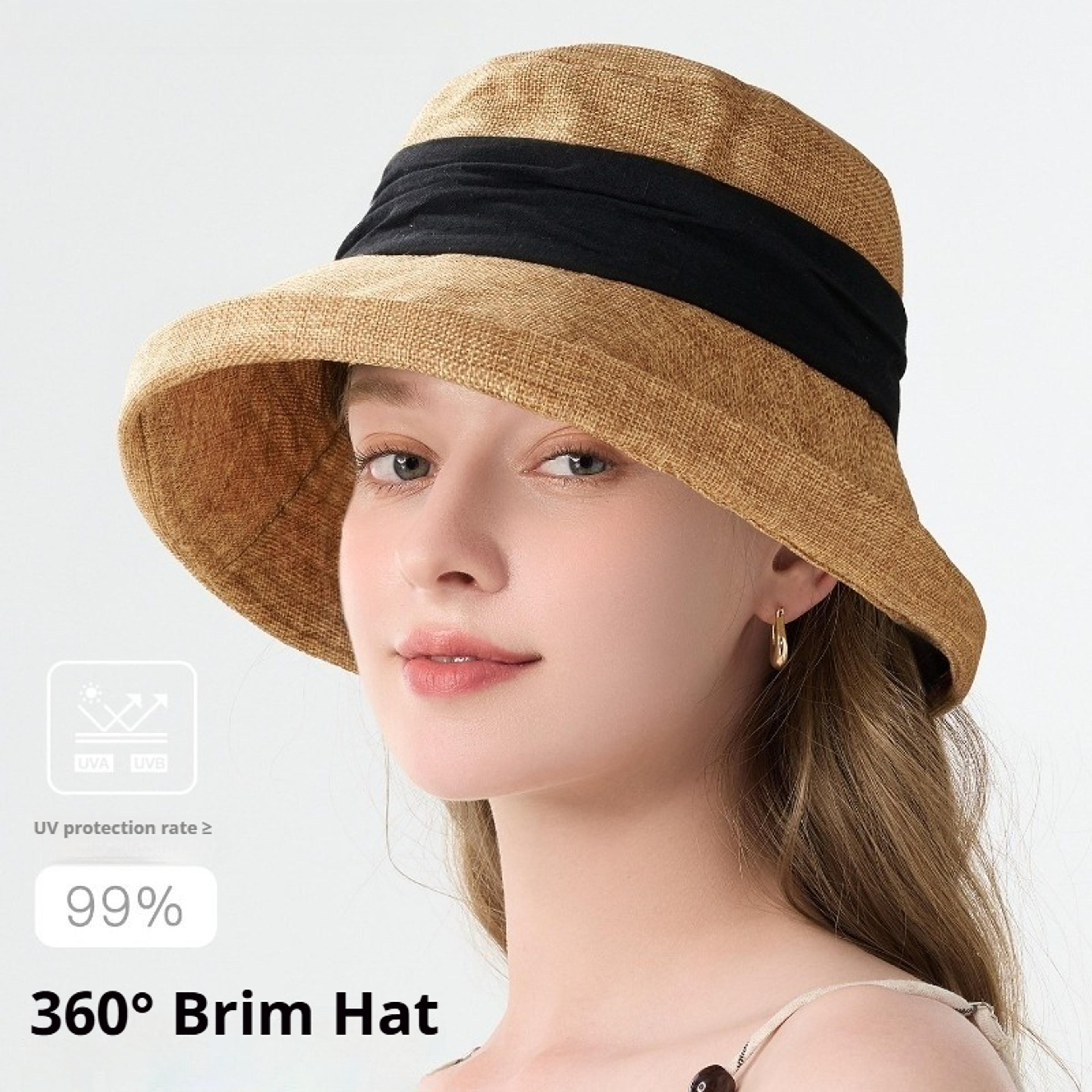 womens linen wide brim bucket hat breathable beach sun hat for summer travel