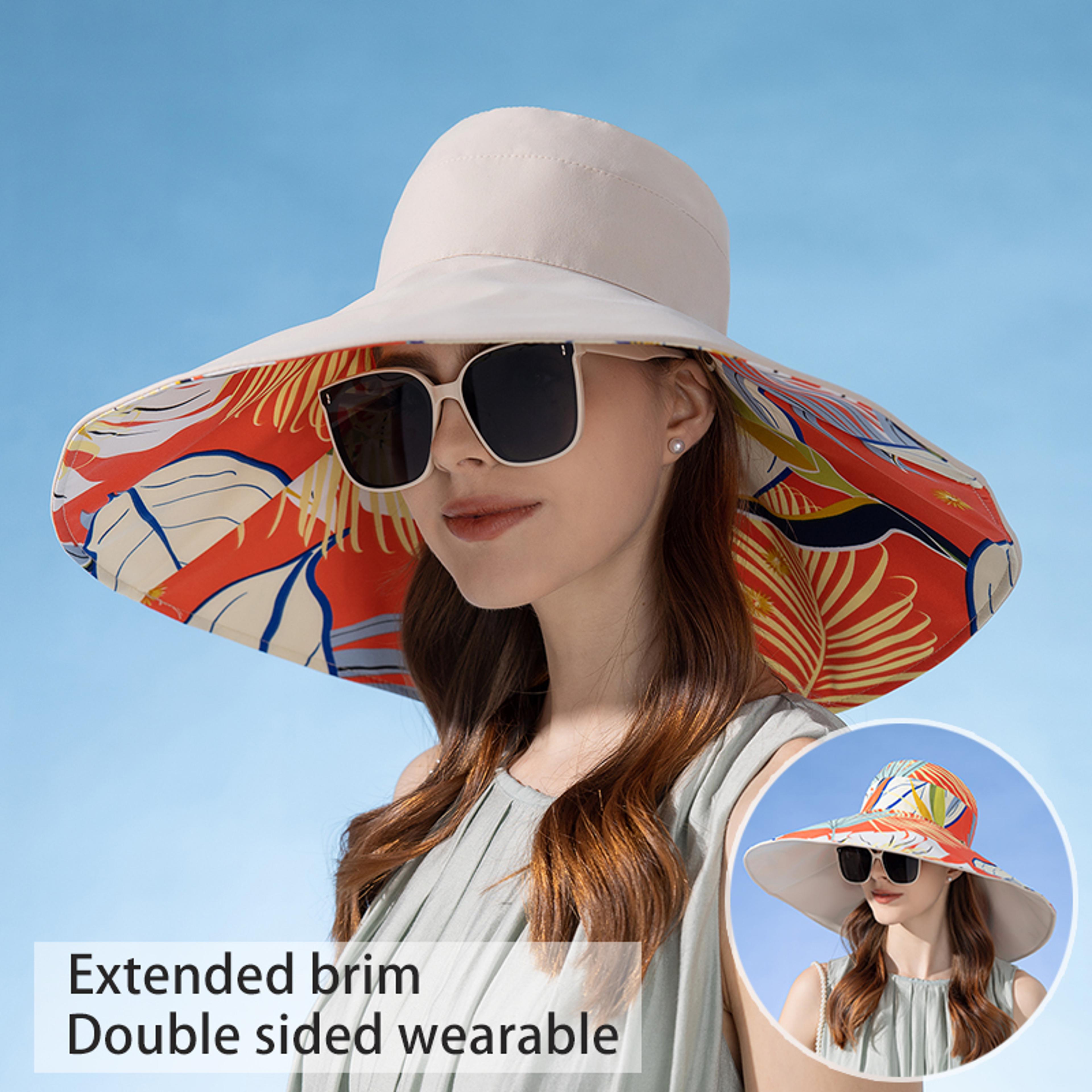 womens reversible sun hat cotton bucket hat with wide brim