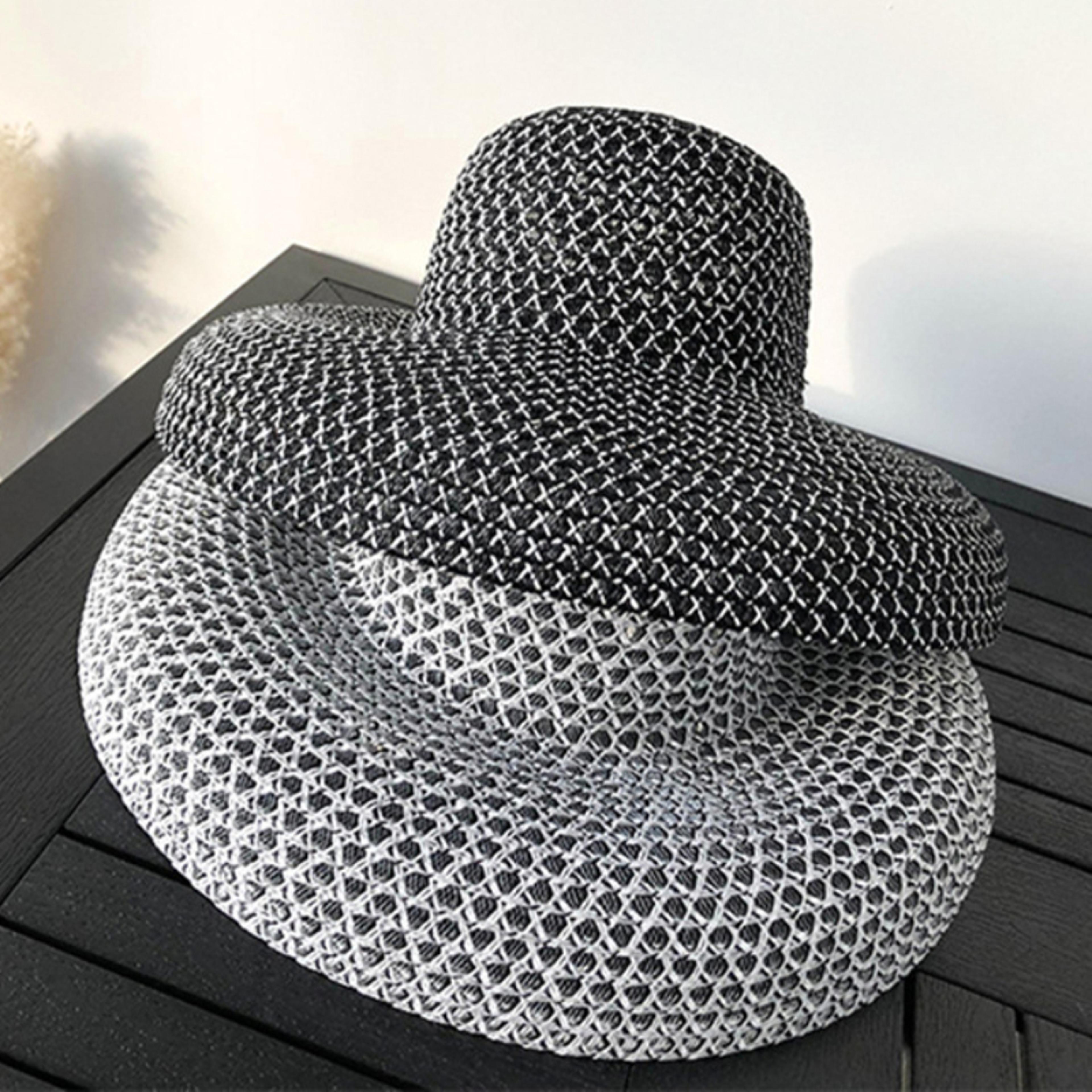 vintage wide brim straw beach hat for women