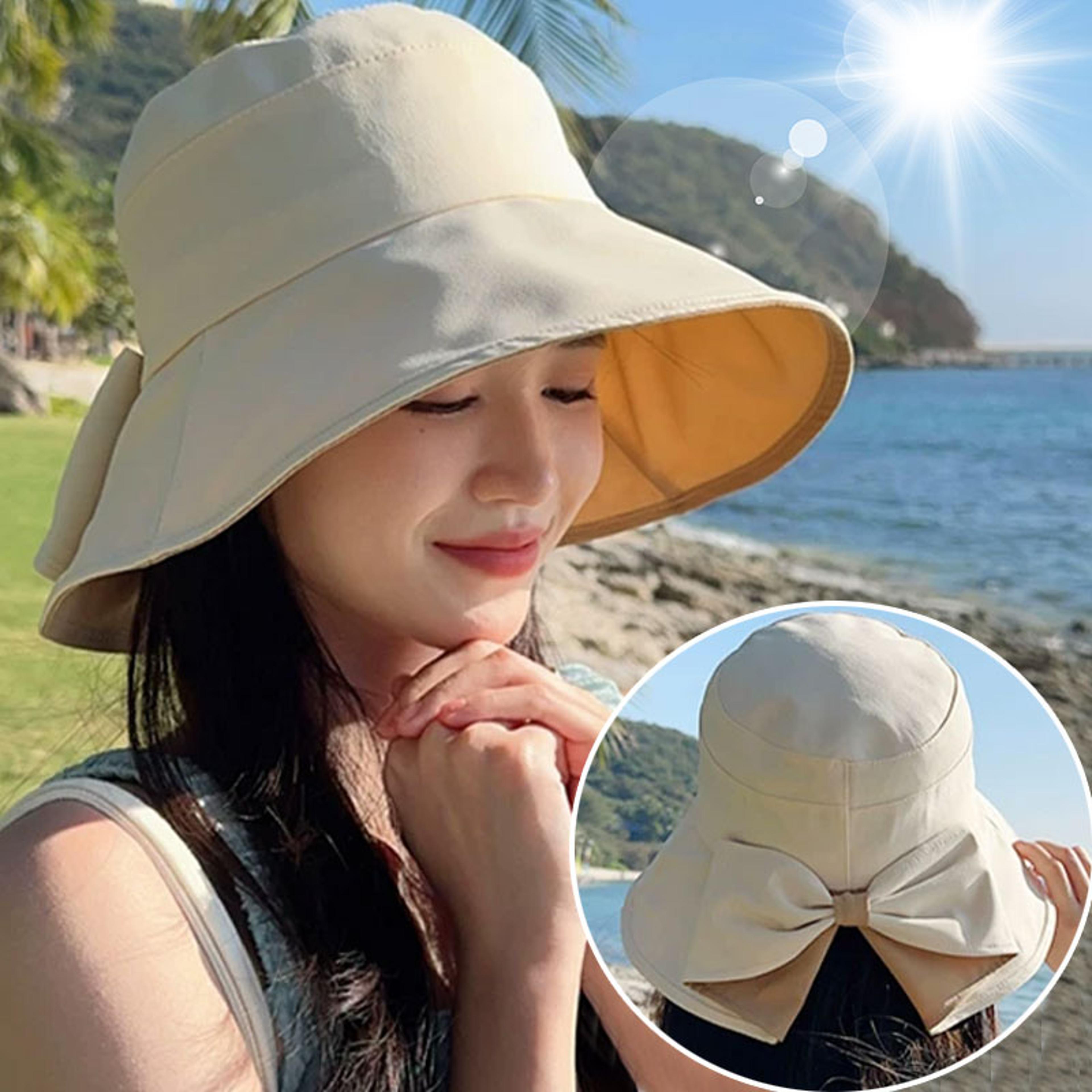 wide brim bow sun hat for women foldable summer beach travel hat