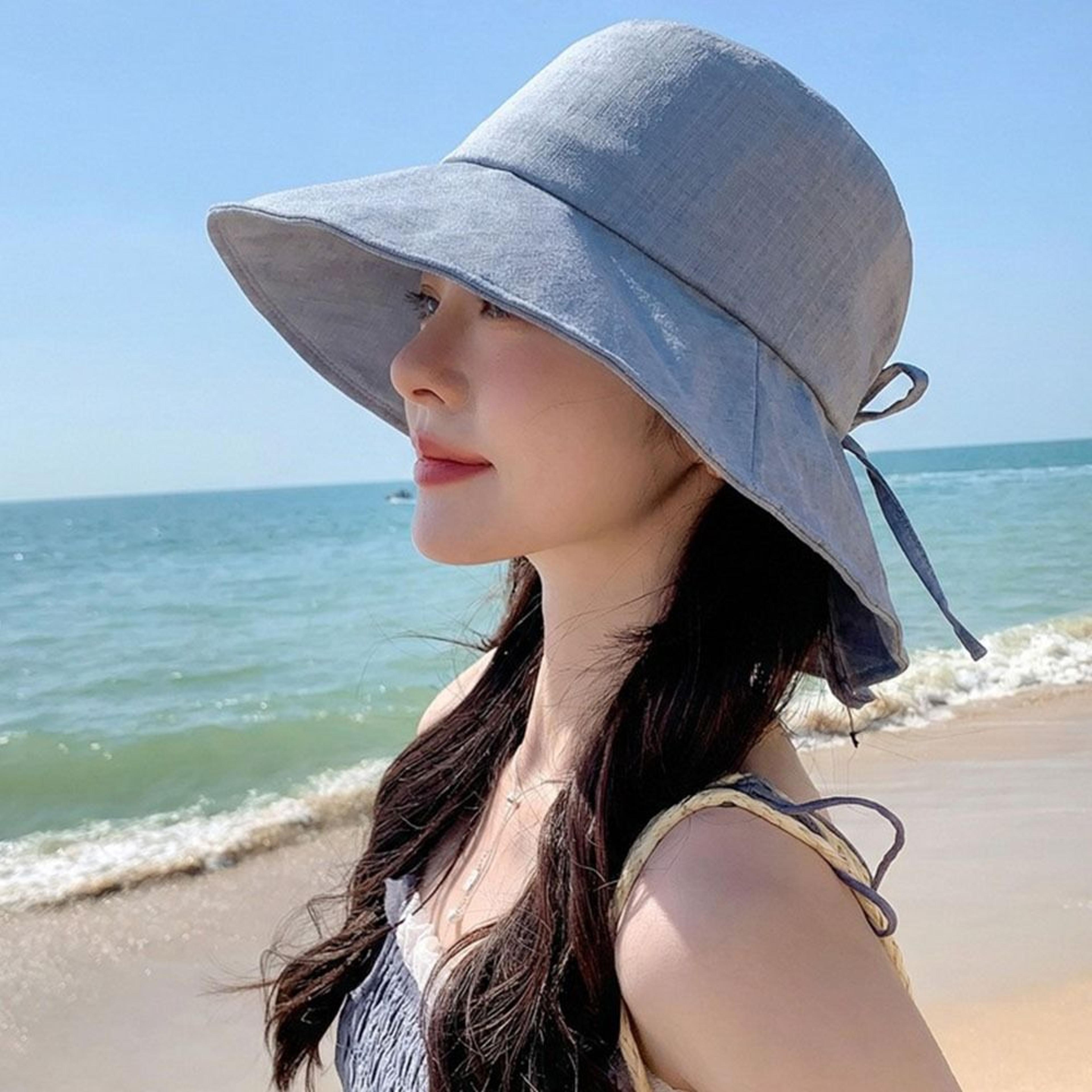 womens wide brim sun hat with bowknot uv protection