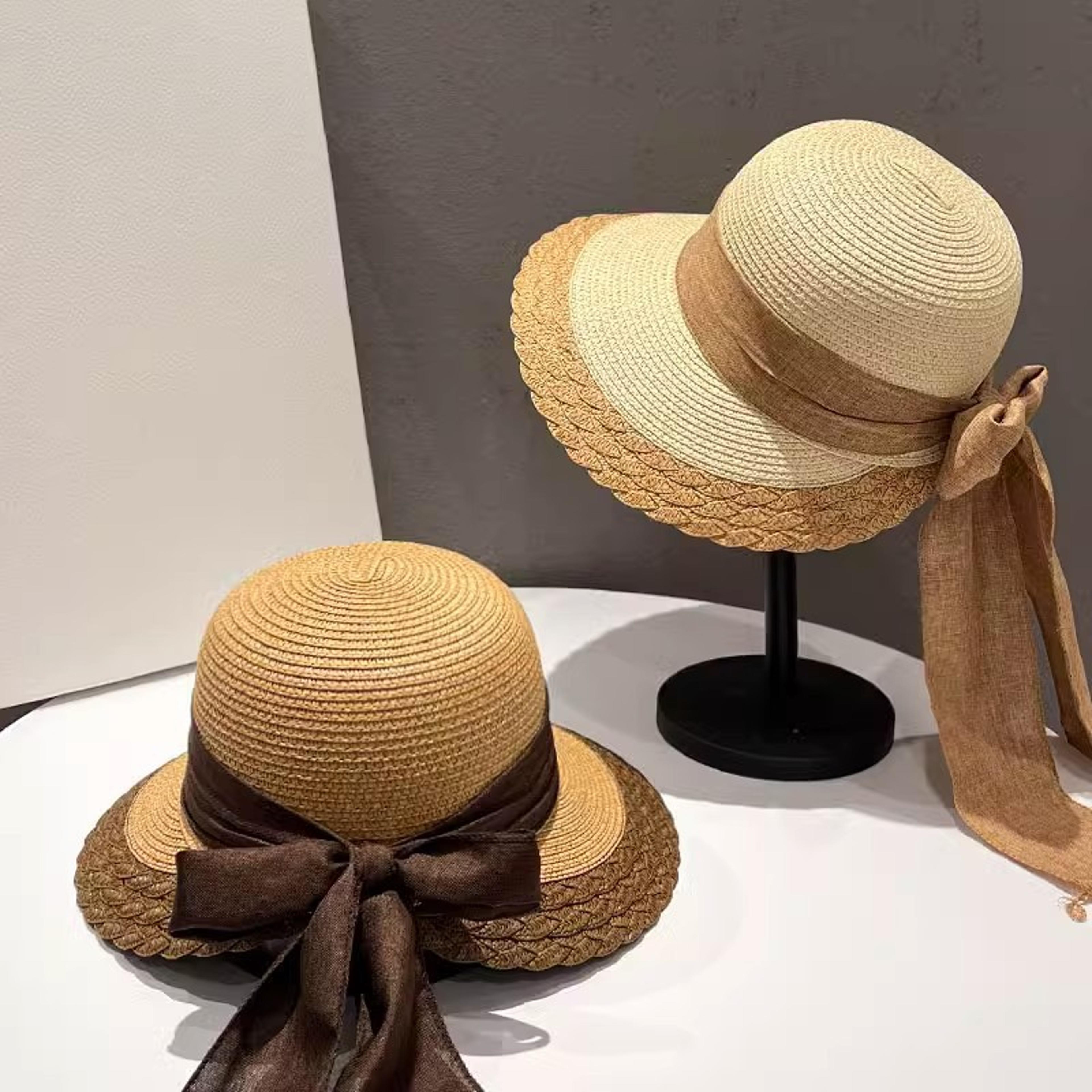 ribbon bow wide brim womens straw panama sun hat