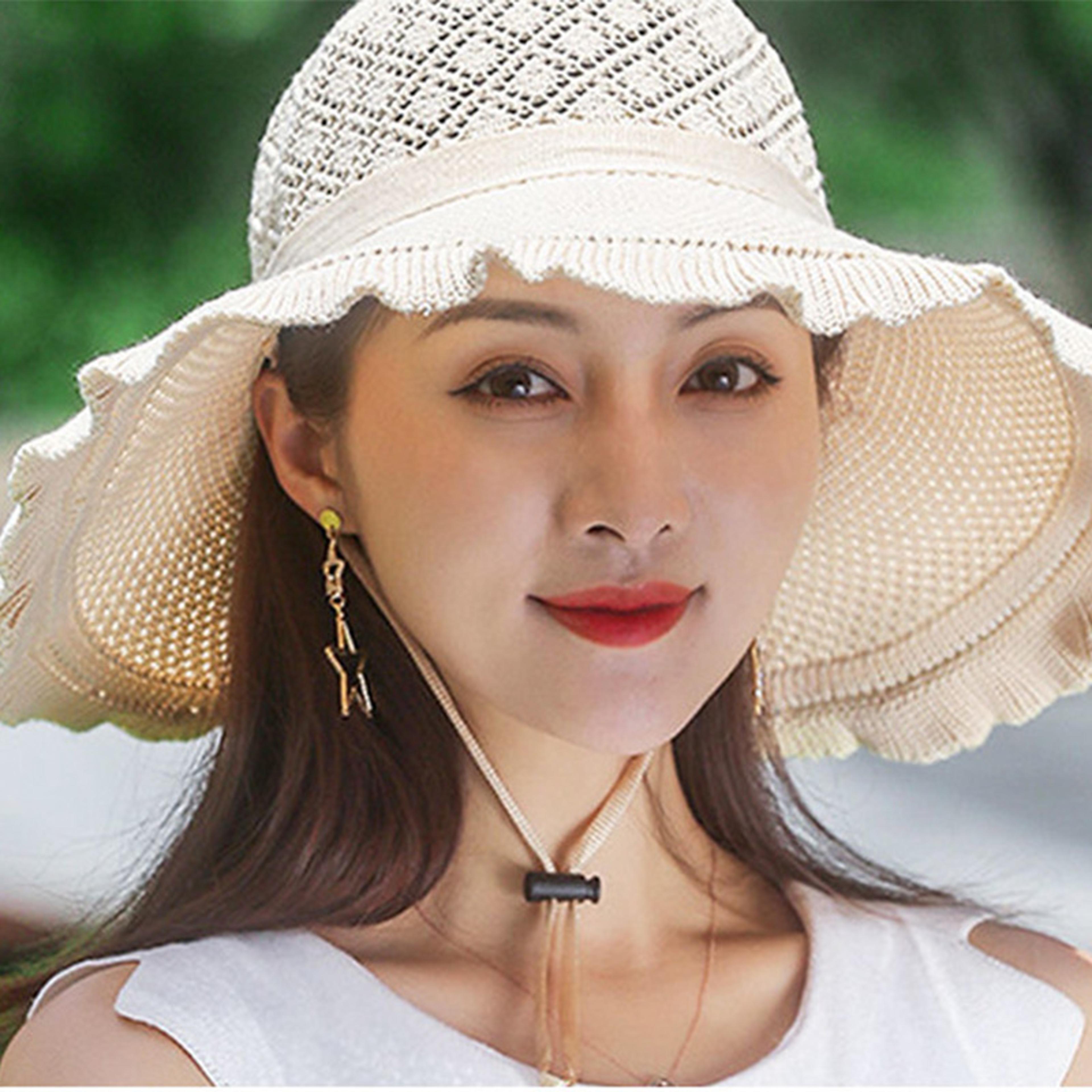 foldable wide brim womens straw sun hat for beach and summer travel