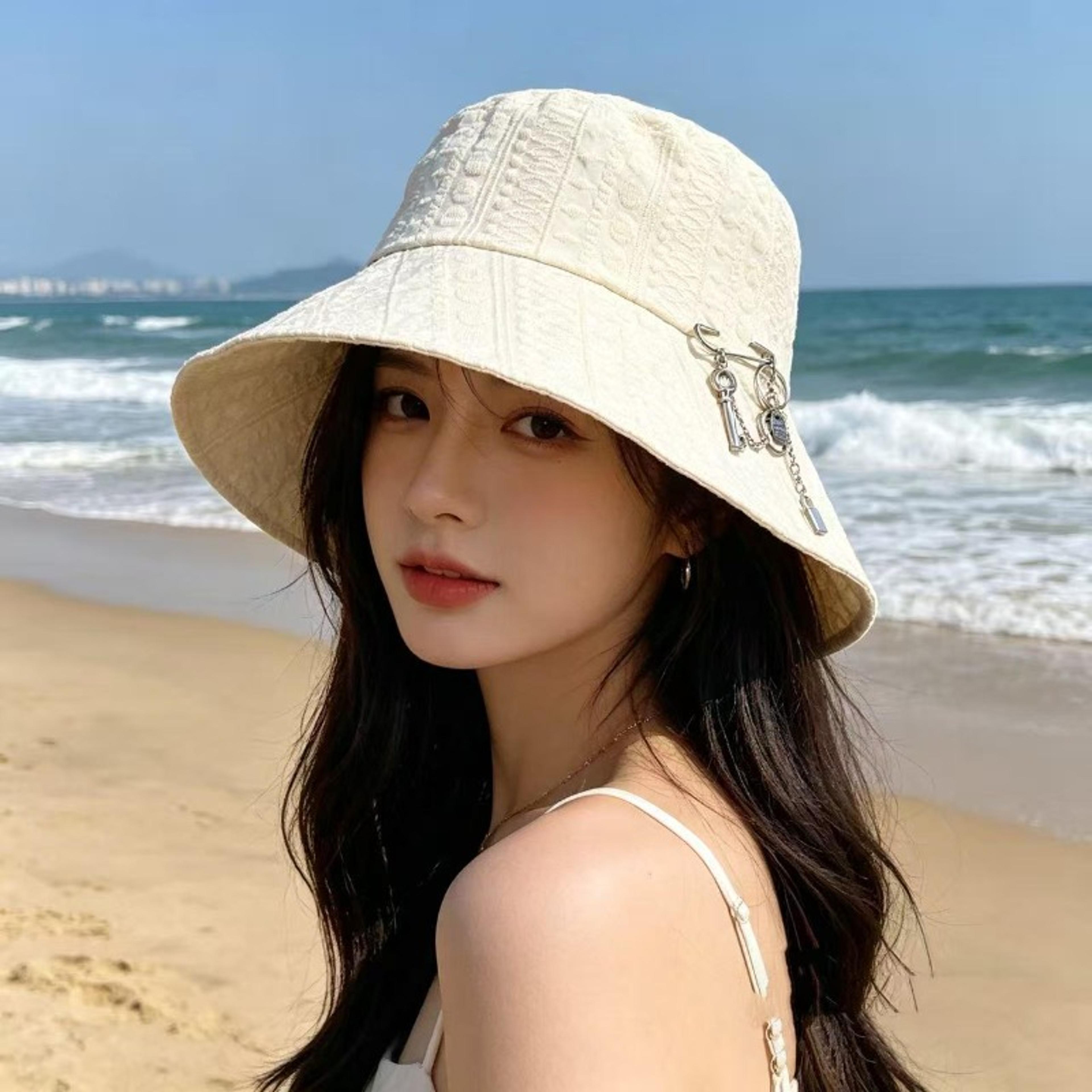 womens embroidered cotton bucket hat with uv protection wide brim