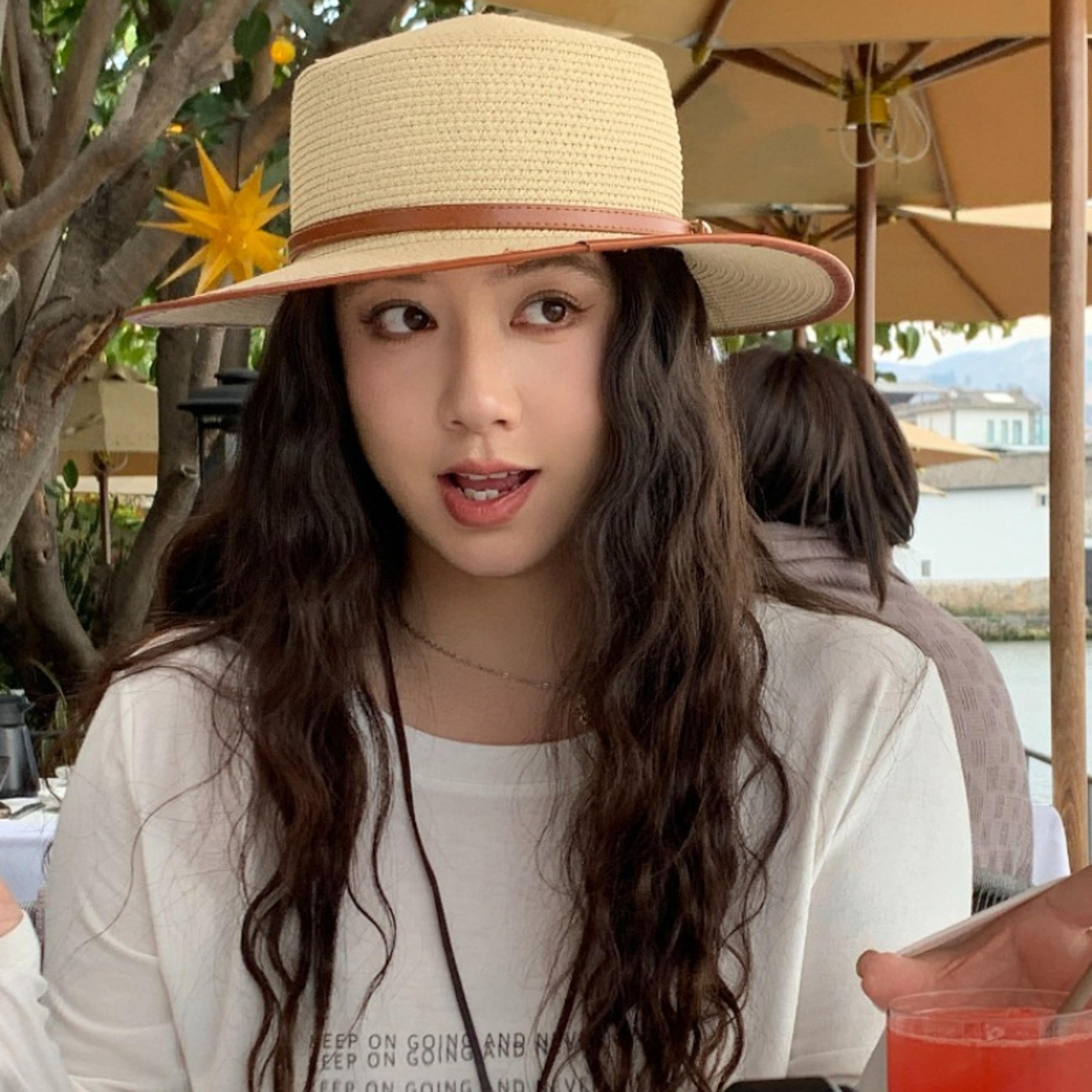 womens flat top straw sun hat for beach vacation and summer style
