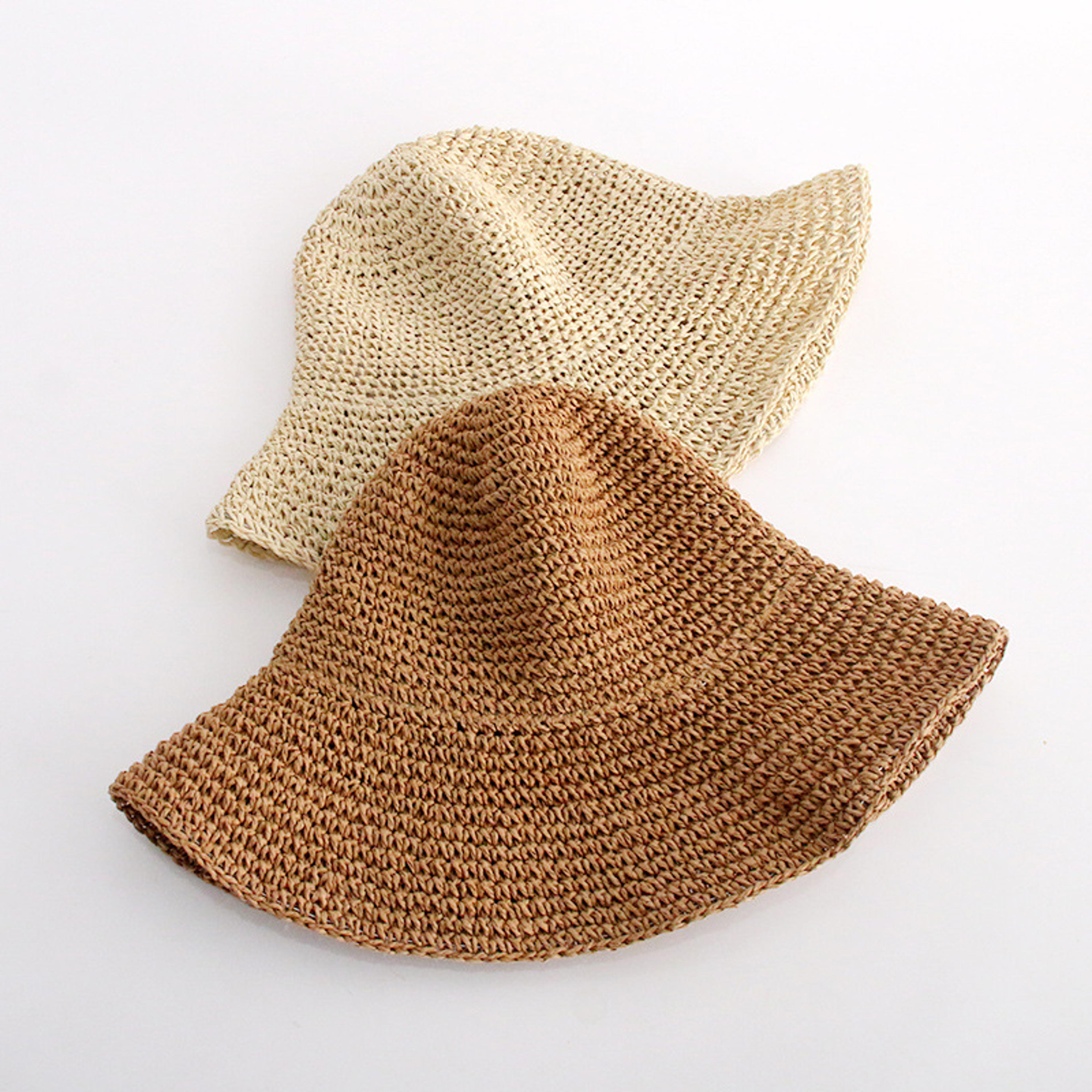 women wide brim crochet straw sun hat foldable beach hat