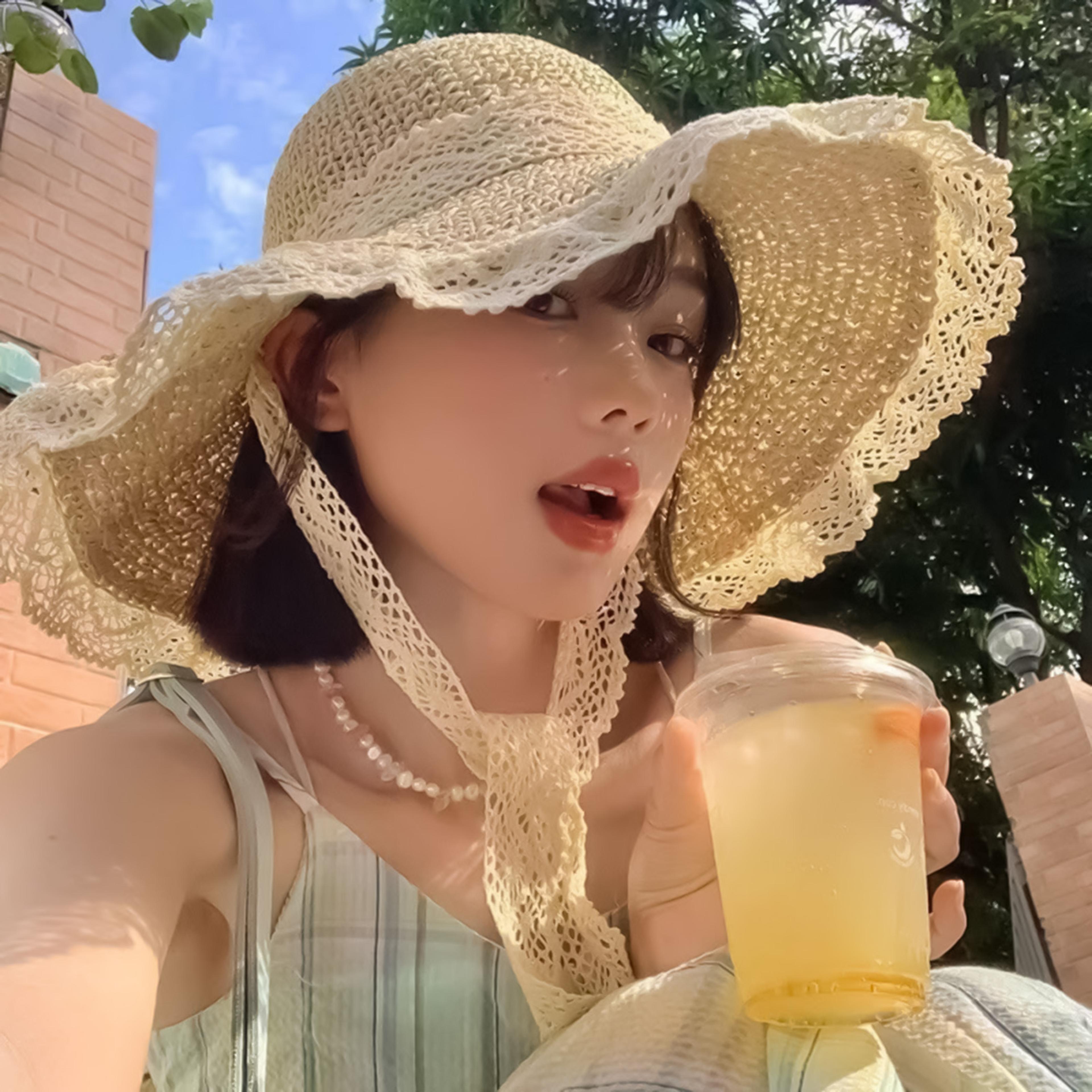 womens crochet wide brim beach sun hat for uv protection