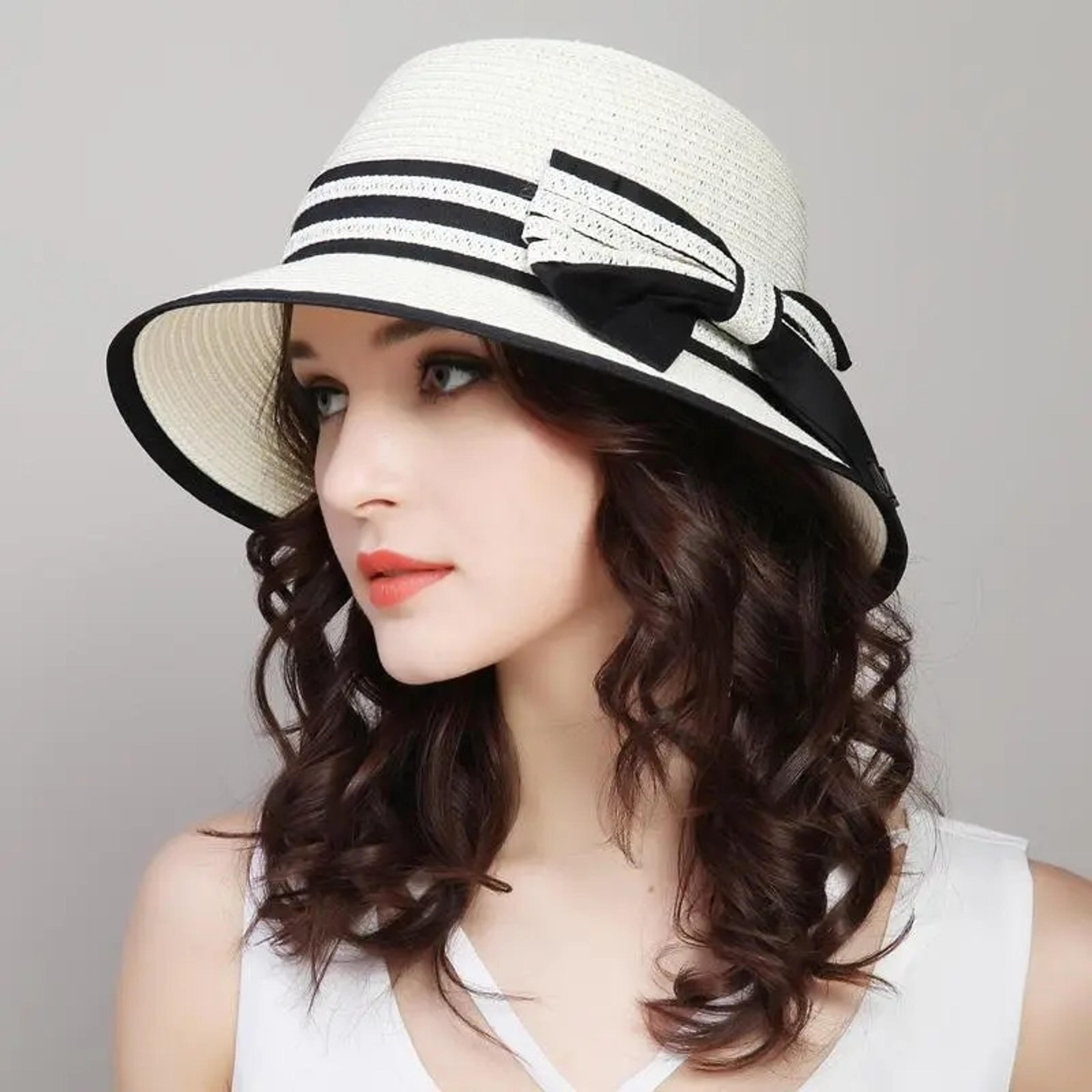 french bowknot straw sun hat for women breathable summer beach hat