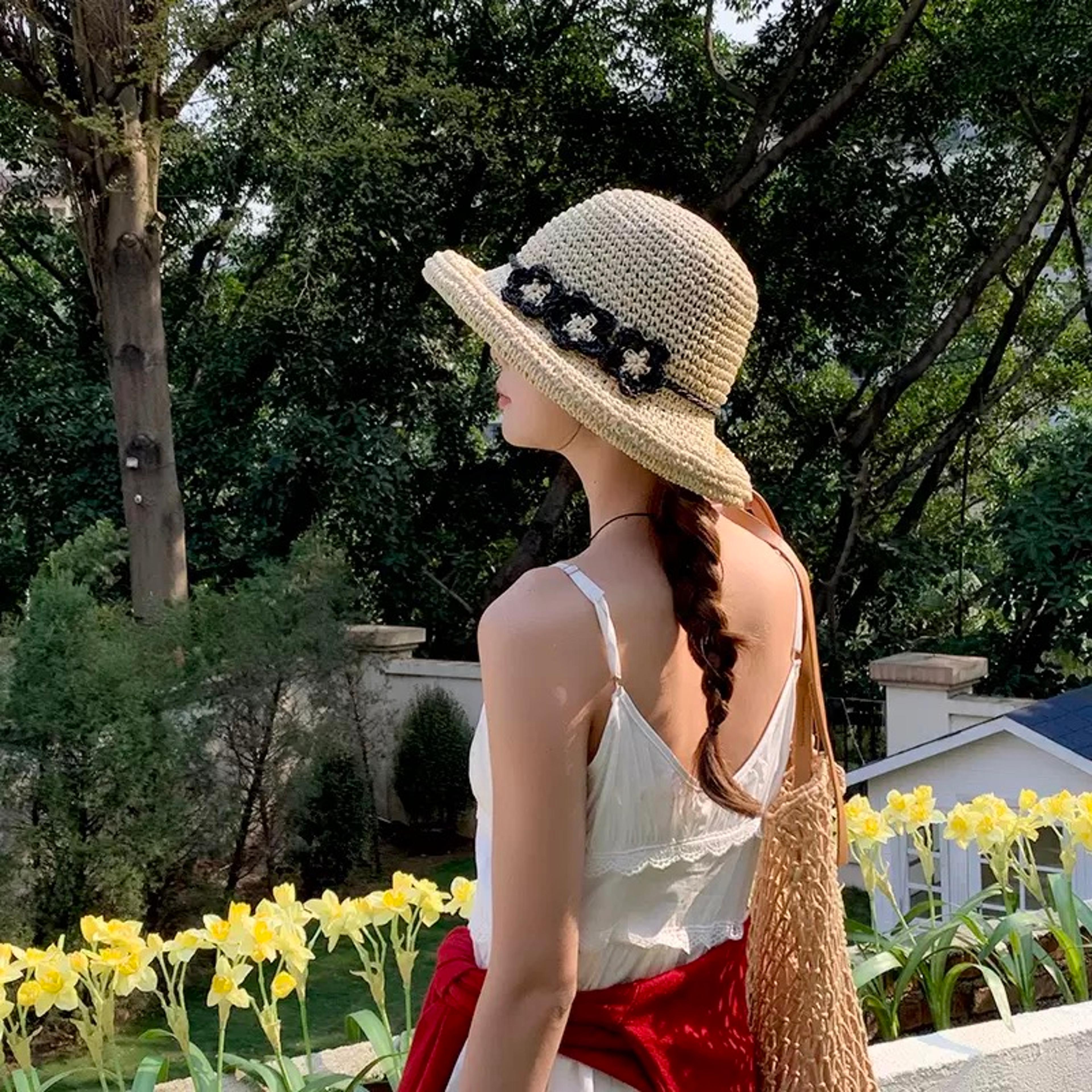 korean style foldable straw hat women's sun protection packable breathable sun hat