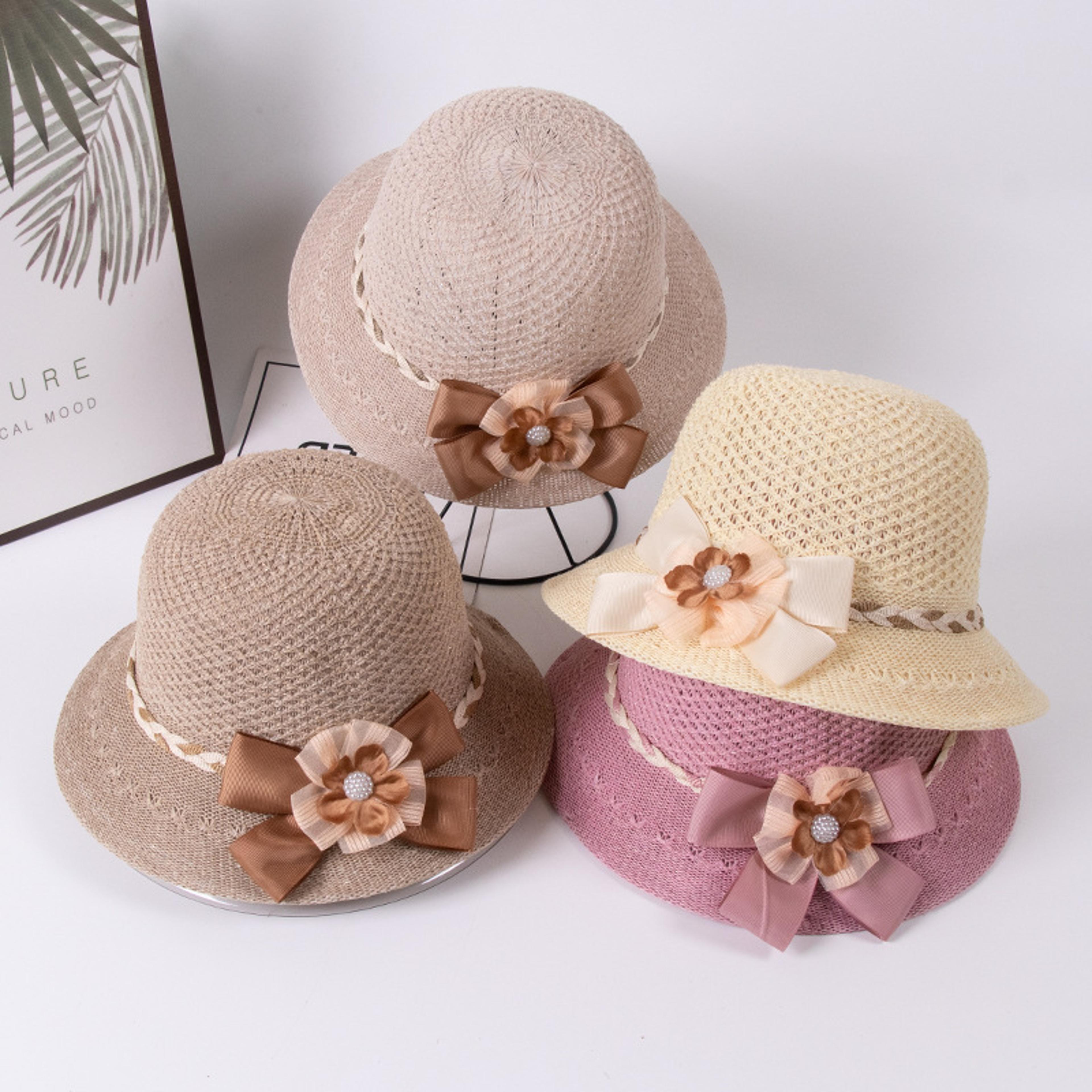 floral hollow out straw sun hat for women breathable summer beach hat